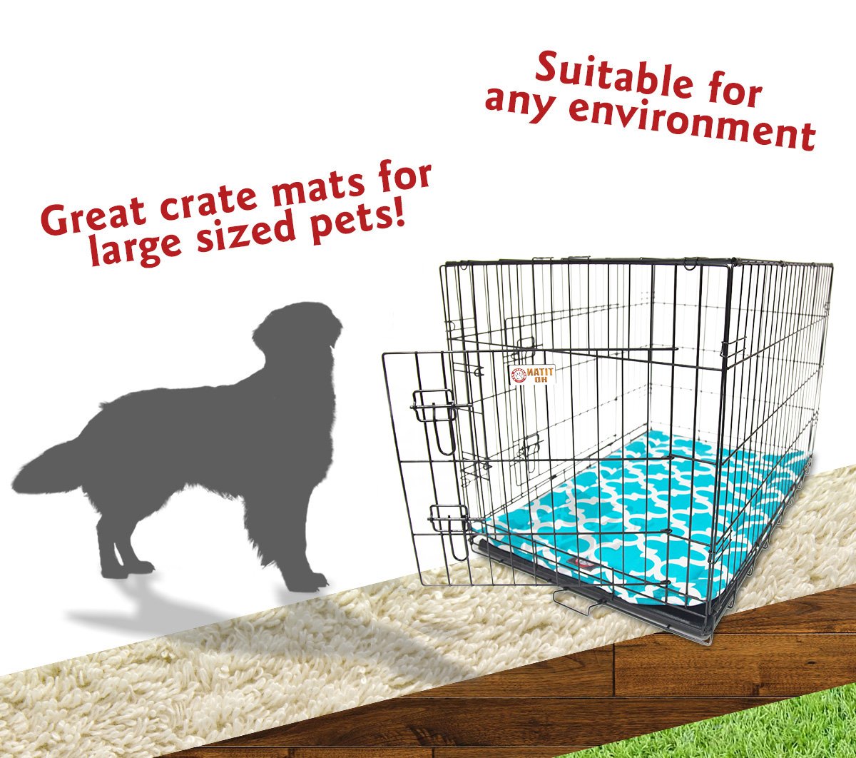42' Trellis Teal Blue Crate Dog Bed Mat By Majestic Pet Products