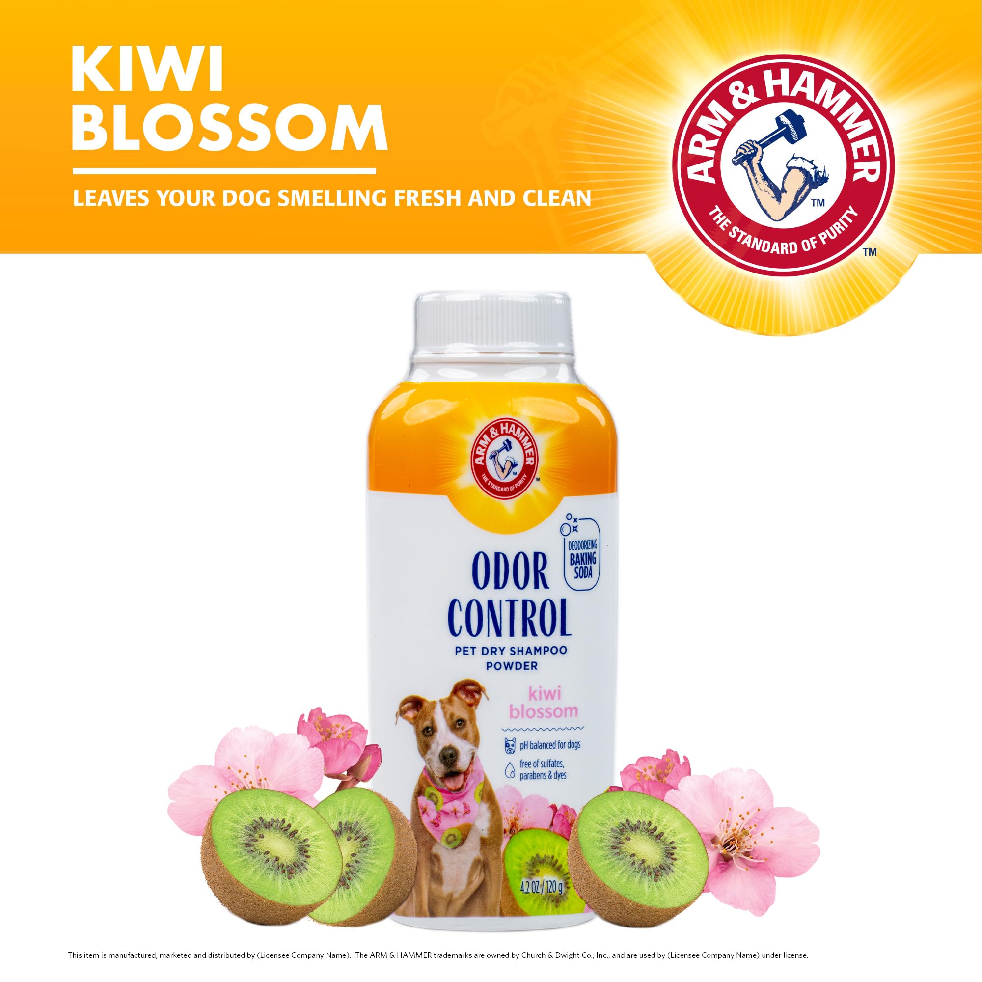 Arm & Hammer For Pets Odor Control Dry Shampoo Powder For Dogs, Best Odor Eliminating Waterless Shampoo For Dogs & Puppies, Kiwi