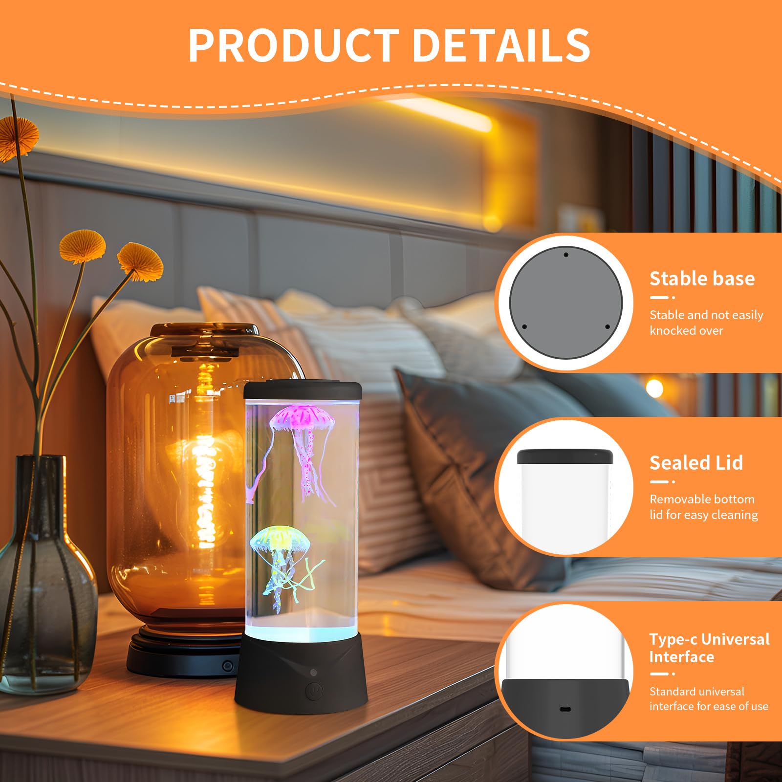 ekovko Jellyfish Lamp with 7 Color Changing Effect LED Jellyfish Aquarium Tank Mood Lamp Aquarium Light Table lamp Home Decor Gi