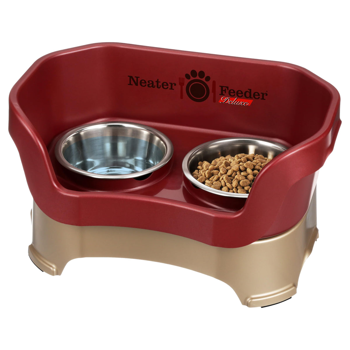 Neater Feeder - Deluxe Model - Mess-Proof Dog Bowls (Medium, Cranberry) - Made in USA - Elevated, No Spill, Non-Tip, Non-Slip, R