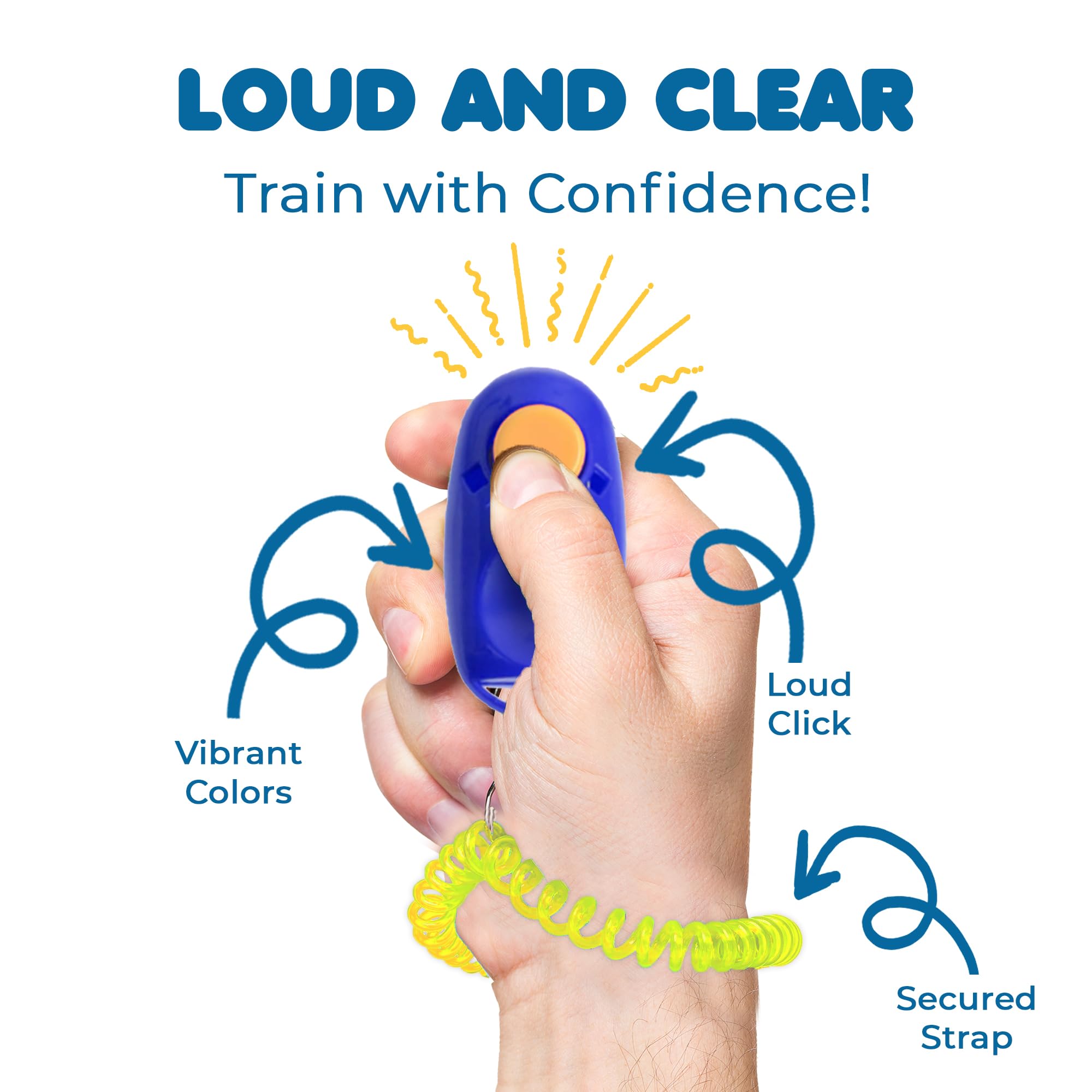 SunGrow 7-Pack Dog Clicker for Training with Wrist Bands, 2 Inches Multicolor, Pet Cat Dog Training Clickers & Behavior Aids, Co