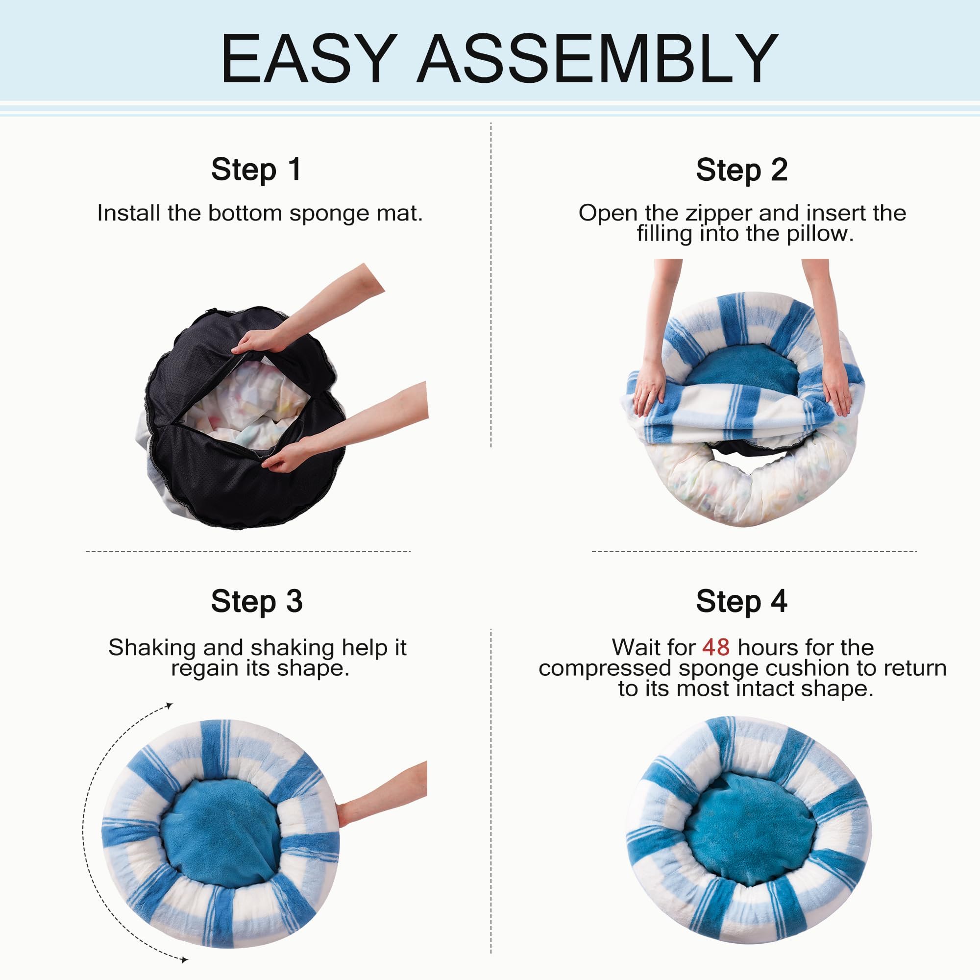 Mewoofun Cat Beds For Indoor Cats, Round Cat Bed Calming Pet Bed With Non-Slip Bottom, Fluffy Washable Dog Bed For Puppy And Kit