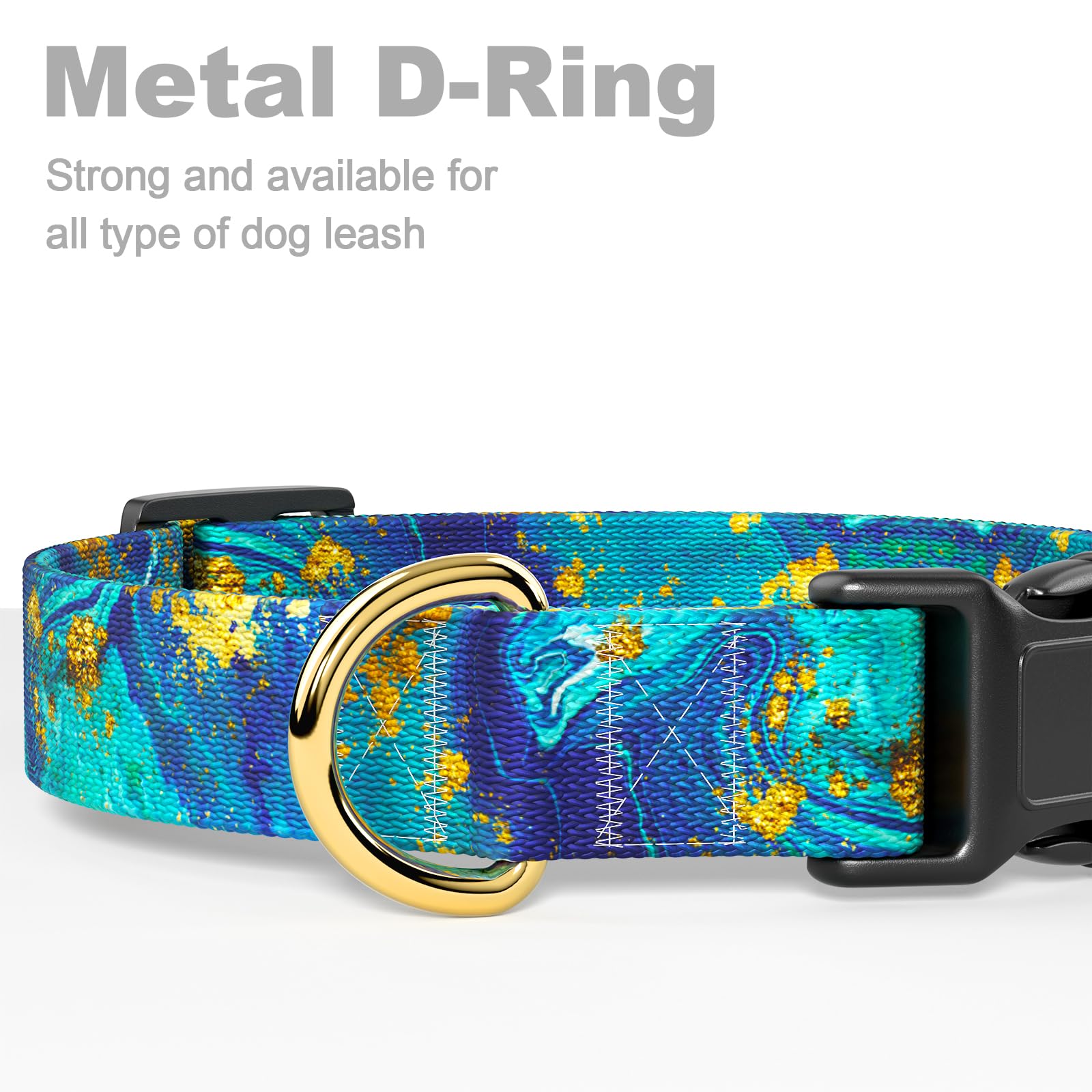 Rnivvi Dog Collar For Medium Dogs, Cute Marble Heavy Duty Adjustable Puppy Collar With Quick Release Buckle For Girl & Female, P