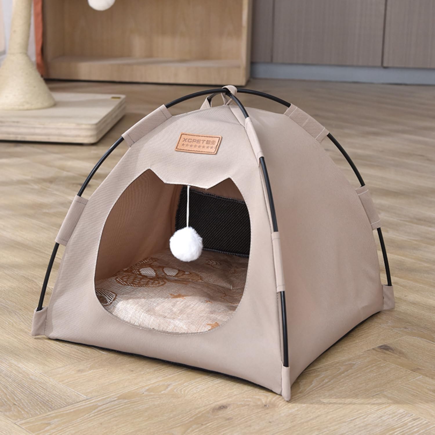 Mangokka Cat Tent House, Foldable Cat Head Type House For Indoor Cats, Cute Cat Tent Nest With Washable Double Sided Cushion, Re