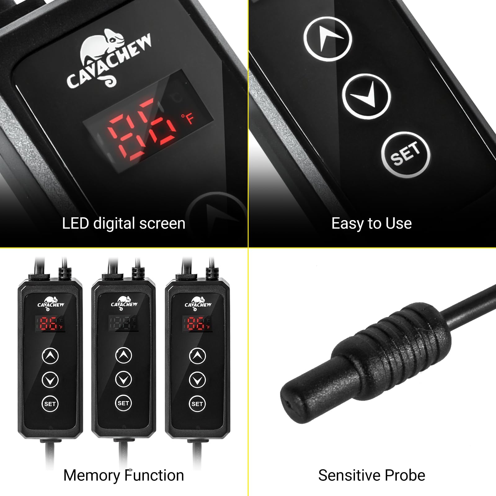 Cavachew Dimming Thermostat Reptile, Thermostat For Reptile Heat Lamp Mats Bulbs, Pid Temperature Controller For Reptile Amphibi