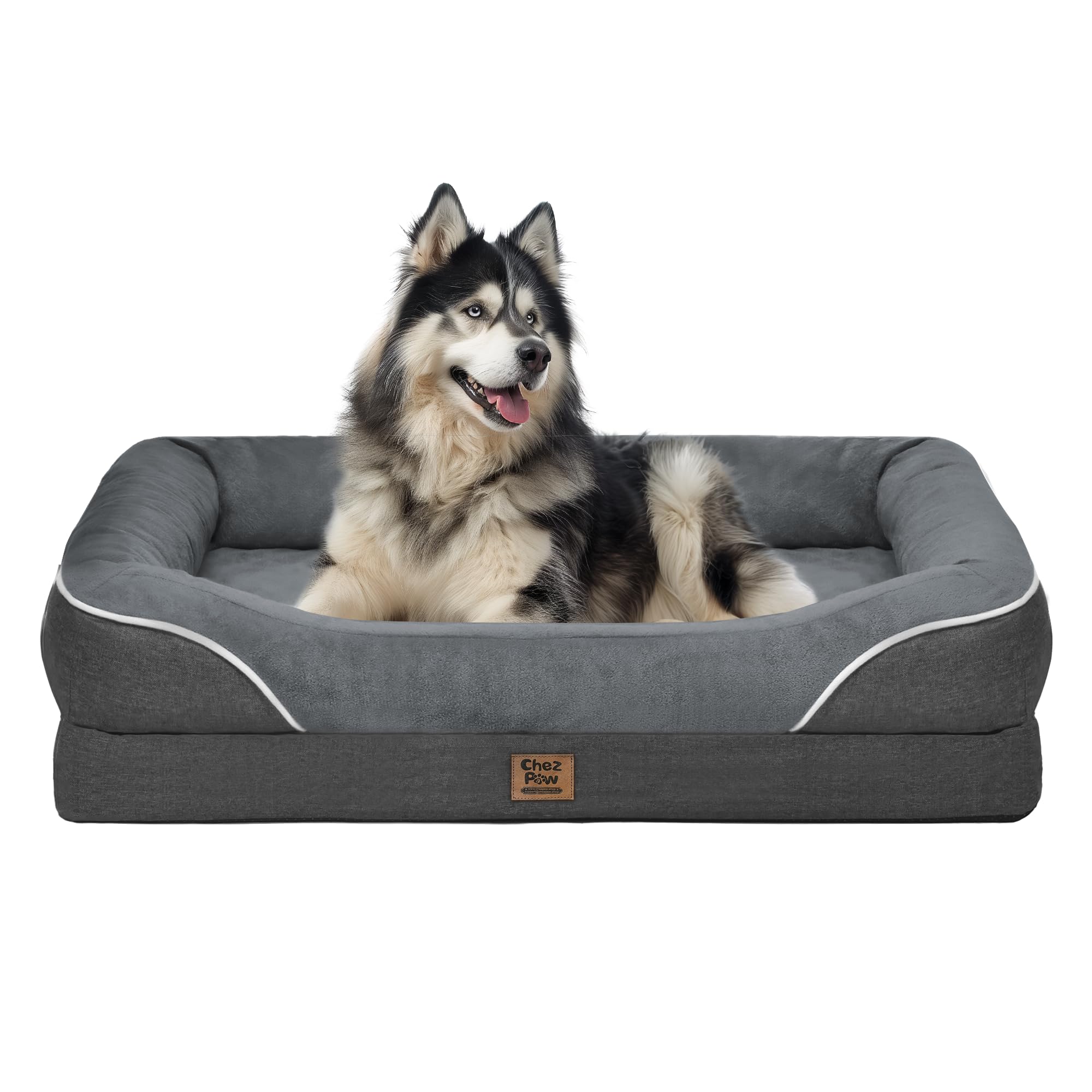 Washable Orthopedic Large Dog Bed - Dog Beds Large Sized Dogs With Removable Cover Waterproof Pet Bed With Bolster For Extra Lar