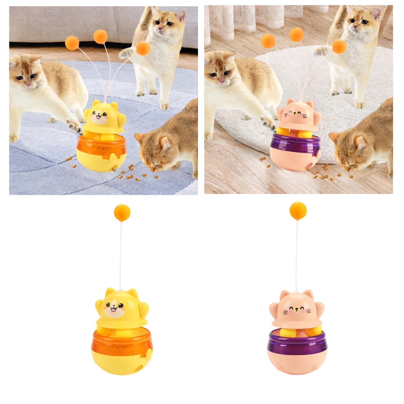 Enakshi Tumbler Cat Treat Ball Enrichment Toys Interactive For Kitty Indoor Cats Dog Yellow|Pet Supplies | Cat Supplies | Toys