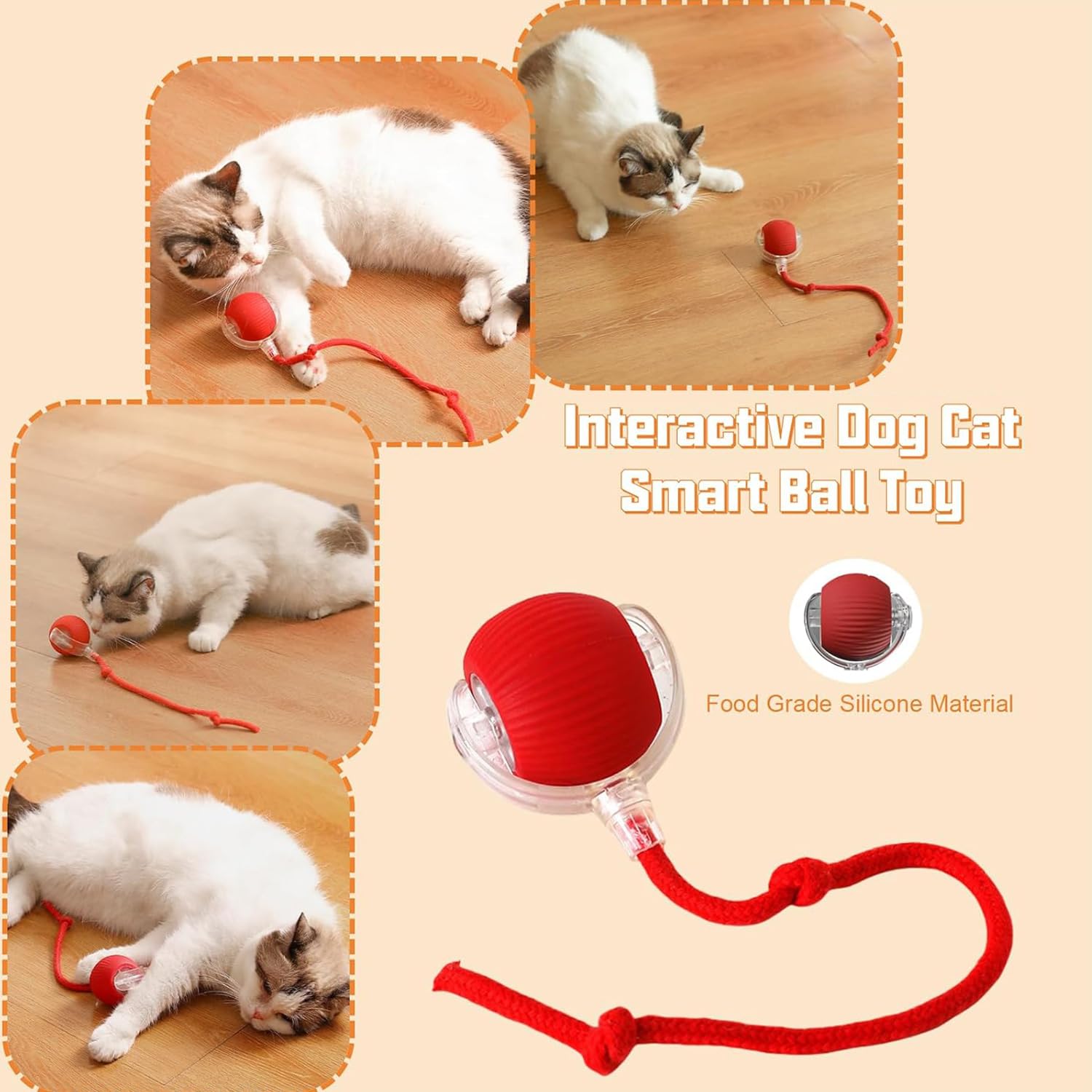 2Pcs Interactive Cat Toy, Interactive Dog Toys For Indoor Dogs And Cats, Interactive Cat Toys, Chewie Viral Rolling Ball, 360 Sm