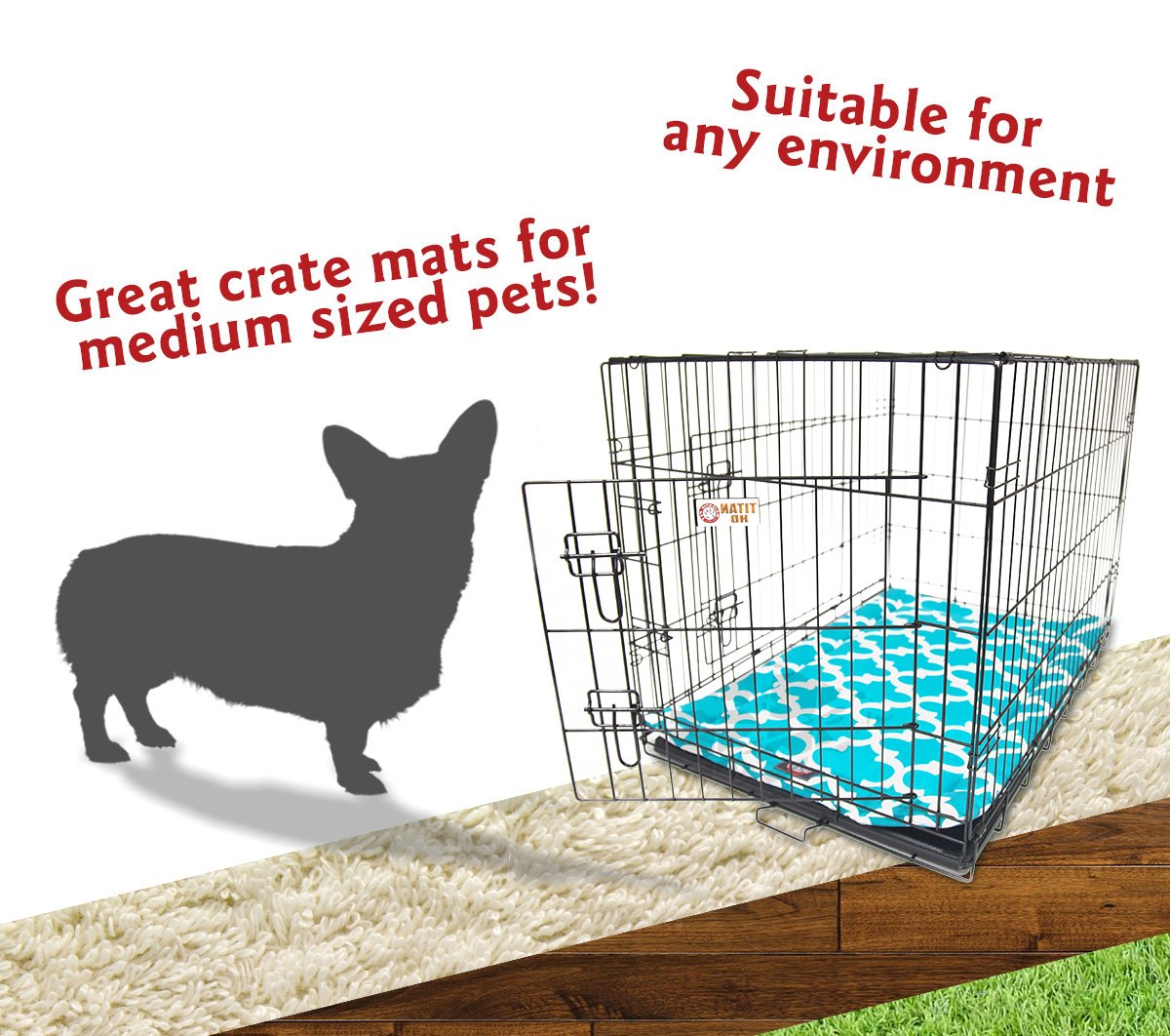 36' Trellis Teal Blue Crate Dog Bed Mat By Majestic Pet Products