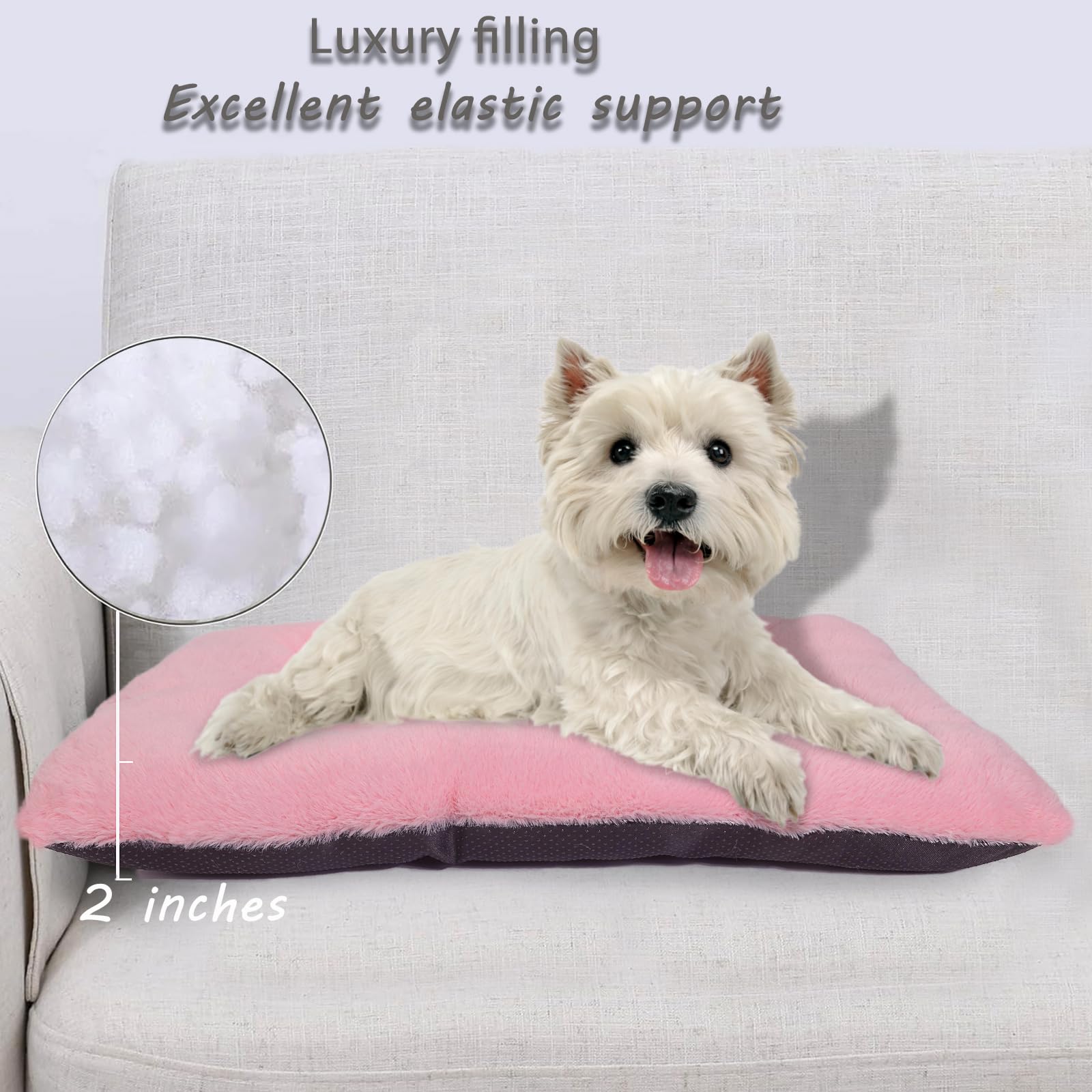 Dog Crate Bed Washable Dog Beds For Xx-Small Dogs Deluxe Thick Faux Fur Fluffy Comfy Kennel Pad Anti-Slip Pet Sleeping Mat,Indoo