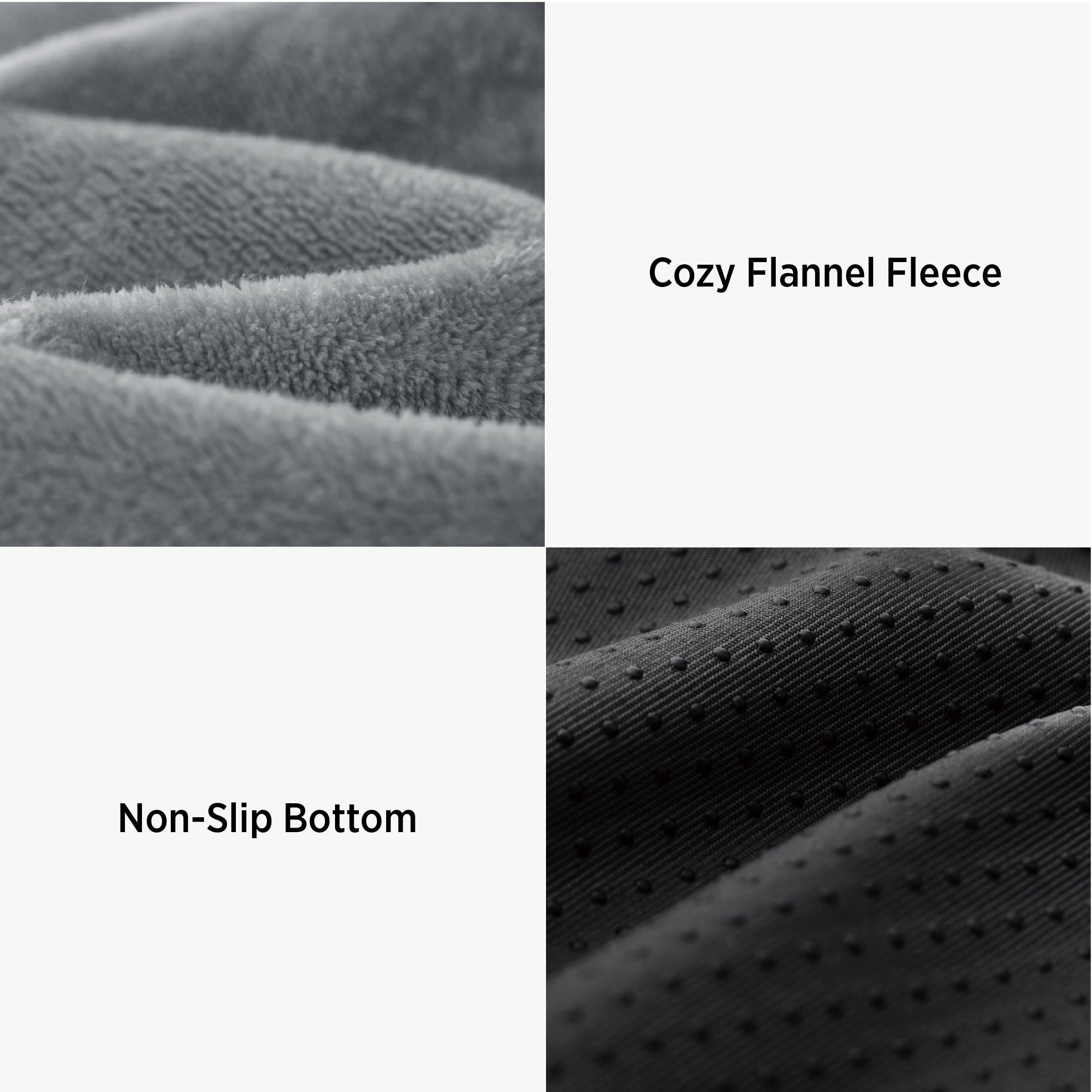 Lesure Dog Bed Cover Flannel Large Washable Plush Fleece Replacement Cover For Orthopedic Pet Mat 35X22X3 Inches, Grey