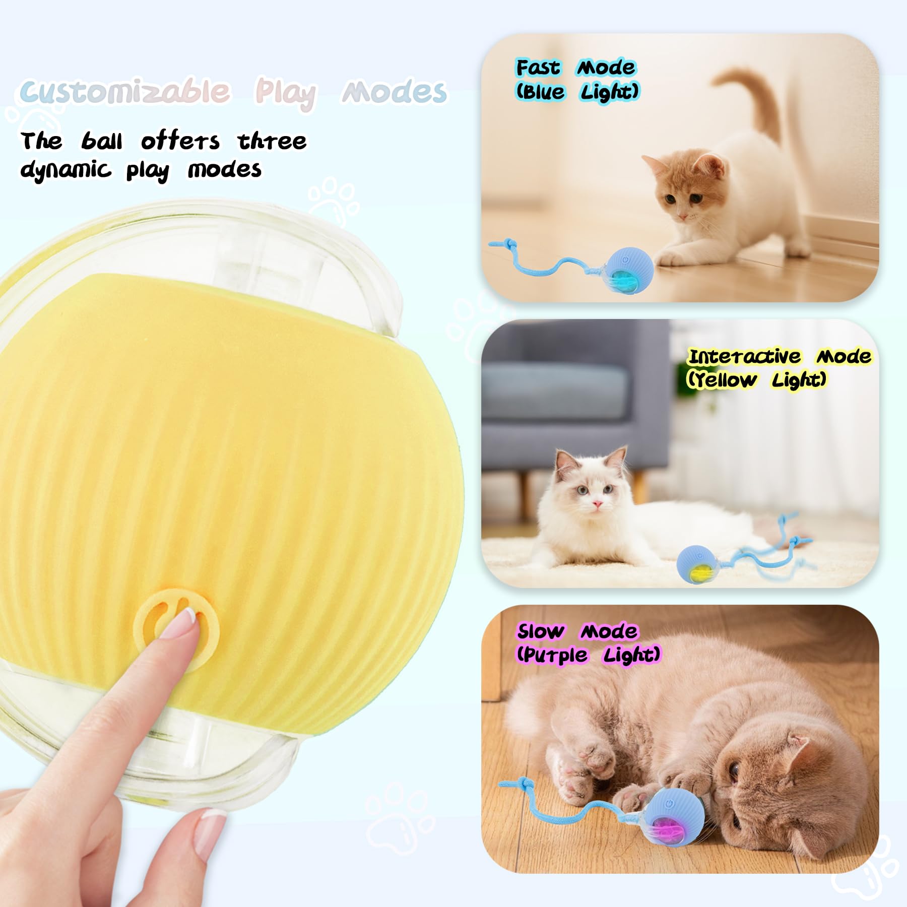 Lelean Automatic Rollie Cat Chase Ball Toy - Smart Interactive Pet Toy With 360 Rotating Motion, Rechargeable & Auto-Rolling Ele