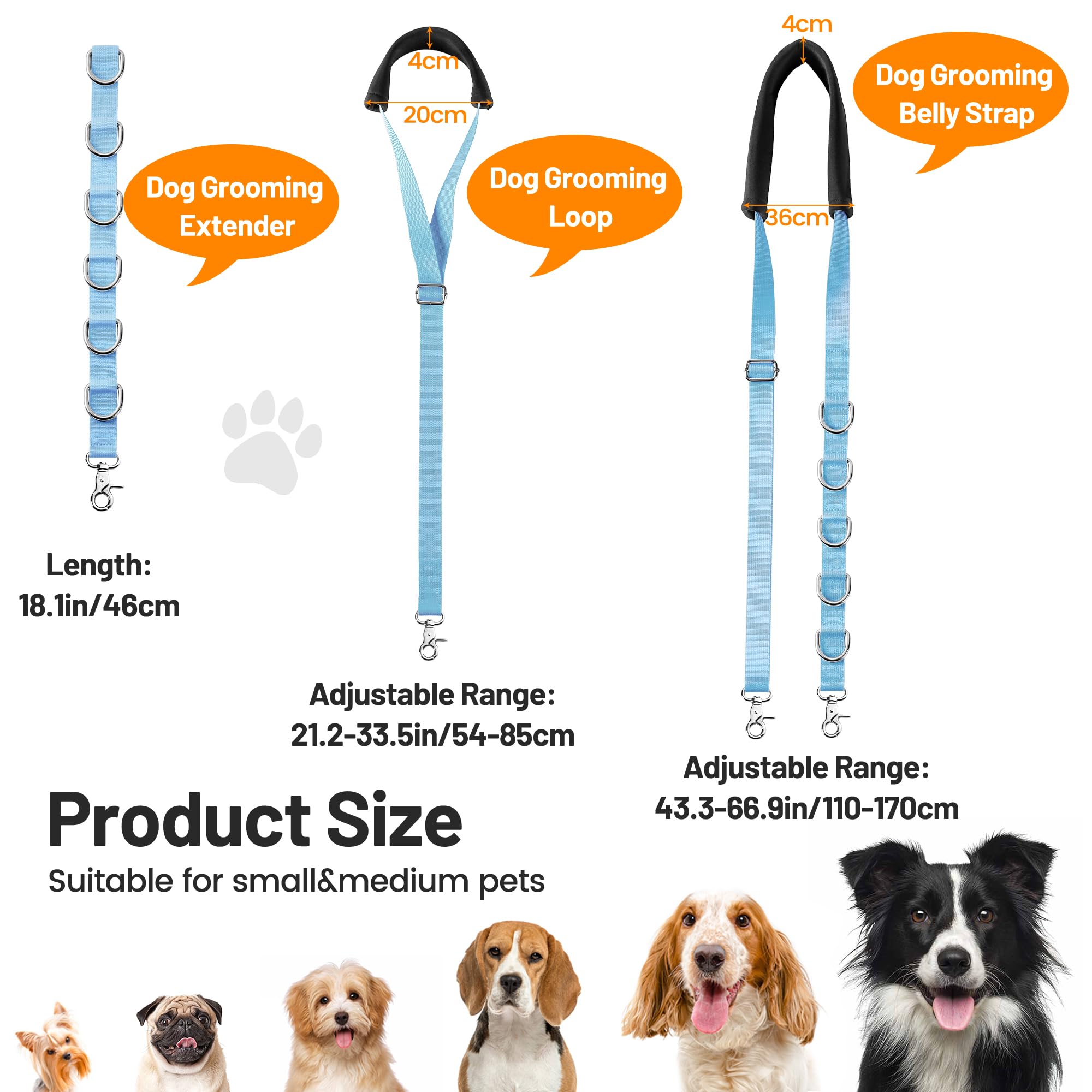 Uni Pnr Dog Grooming Belly Strap - Dog Grooming Table Arm Extender With Clamp Extension Loop Bathing Restraint Leash No Sit Haun