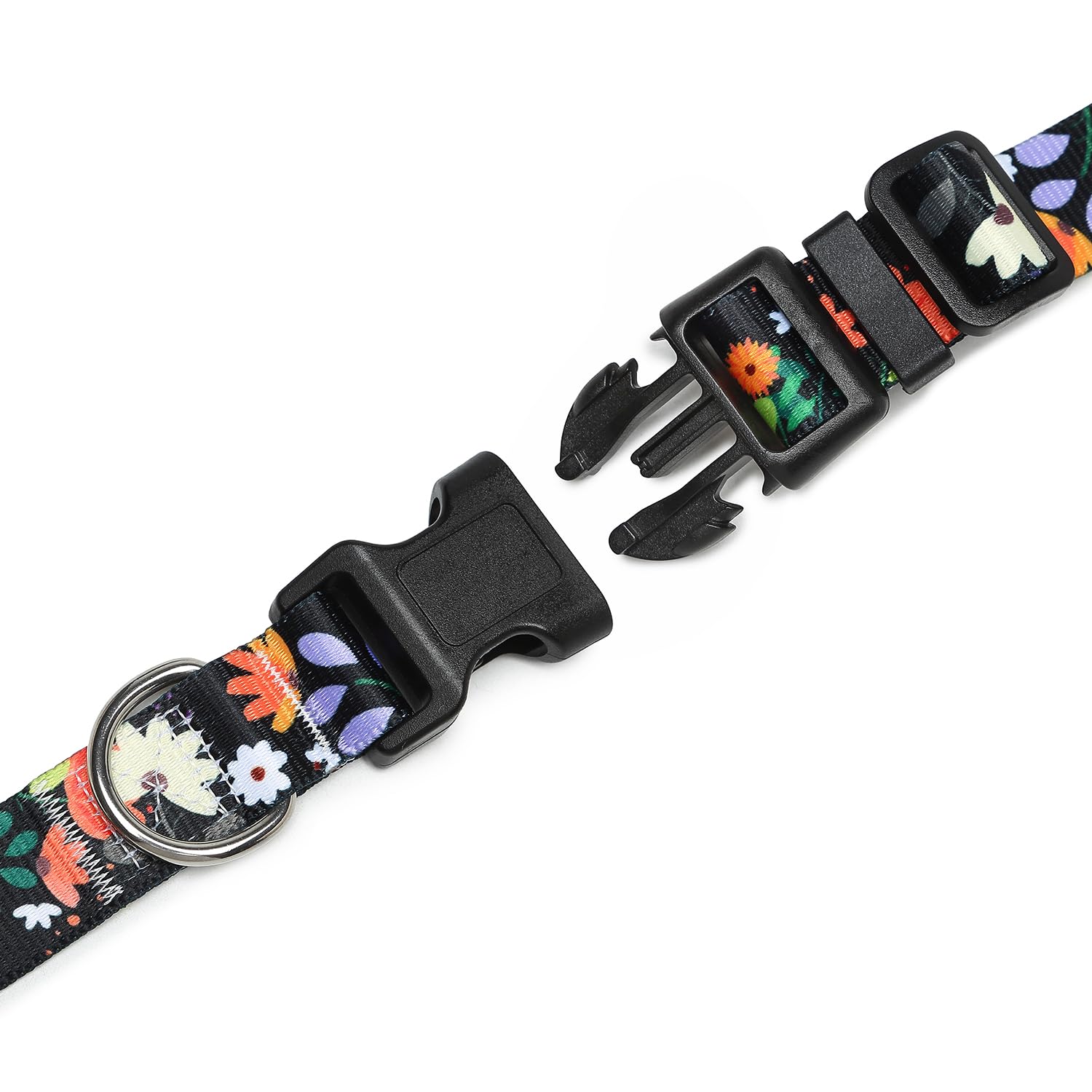 Mercano Adjustable Dog Collar - Special Design Patterns, Soft Nylon Comfortable Durable Pet Collar For Small Medium Large Dogs (L, Floral Orange)