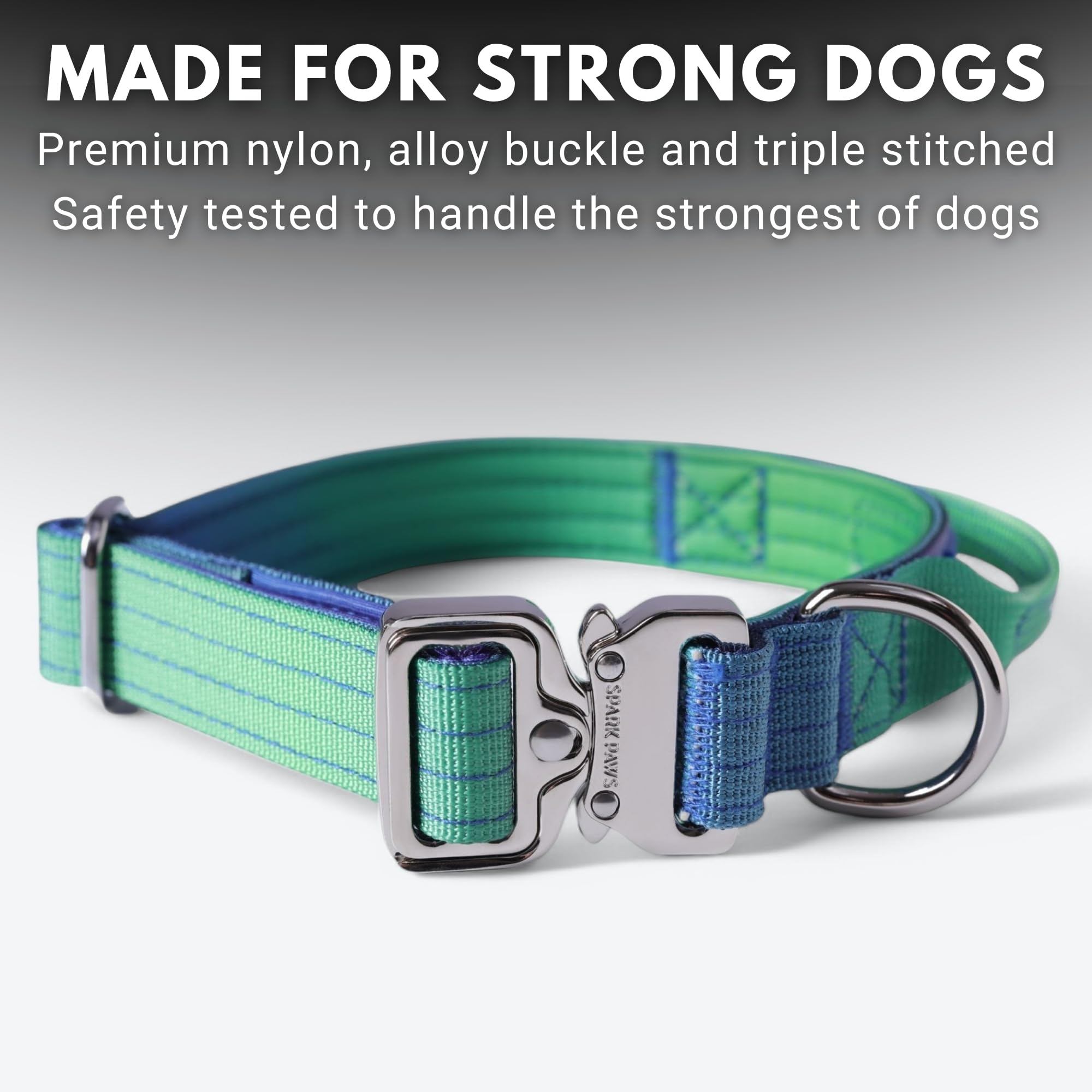 Spark Paws Tactical Dog Collar - Heavy Duty, Premium Quality, Thick And Durable For Large And Medium Dogs - Lime Wave - Xs - 1''
