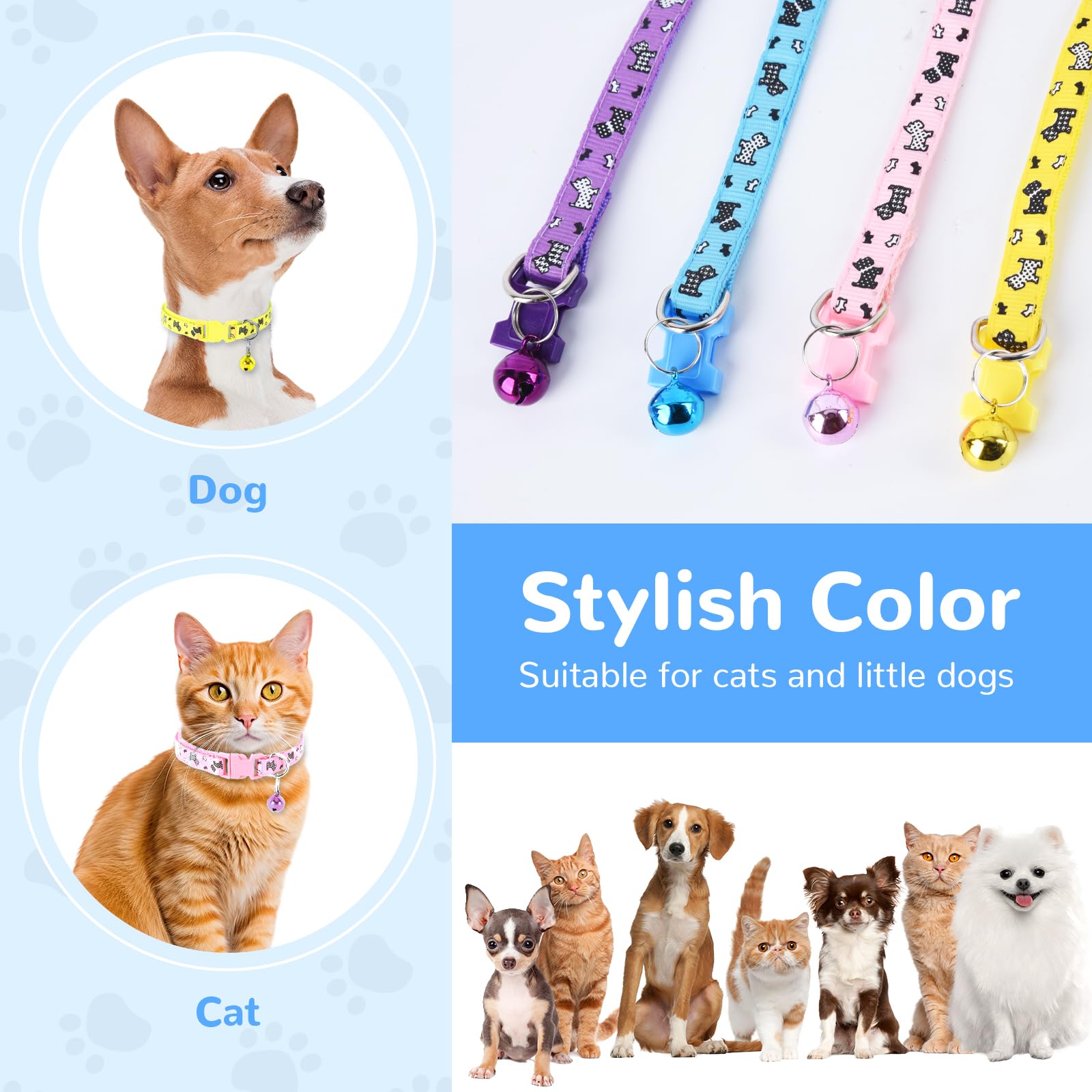 Xxs Dog Collar Teacup Dog Collar, Printed Dog Collars, Mini Printed Dog Collars, Teacup Dogs Collars For Small Dogs Cats, Blue,