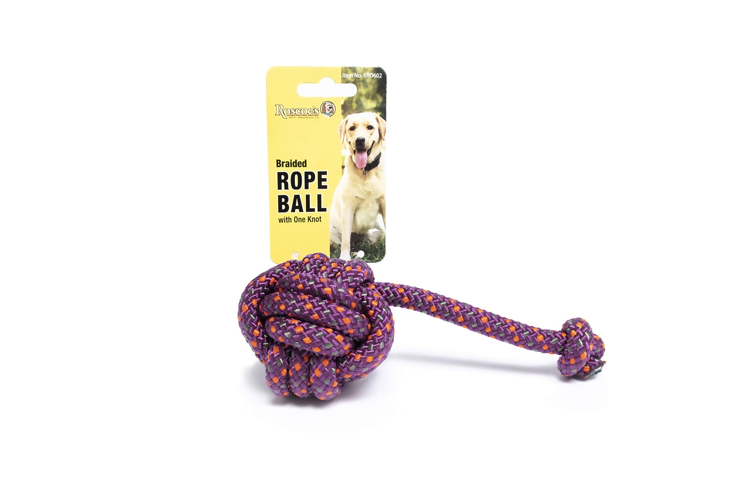 Roscoe'S Pet Products Braided Rope Ball With One Knot Toy For Dogs. Safe And Non-Toxic.