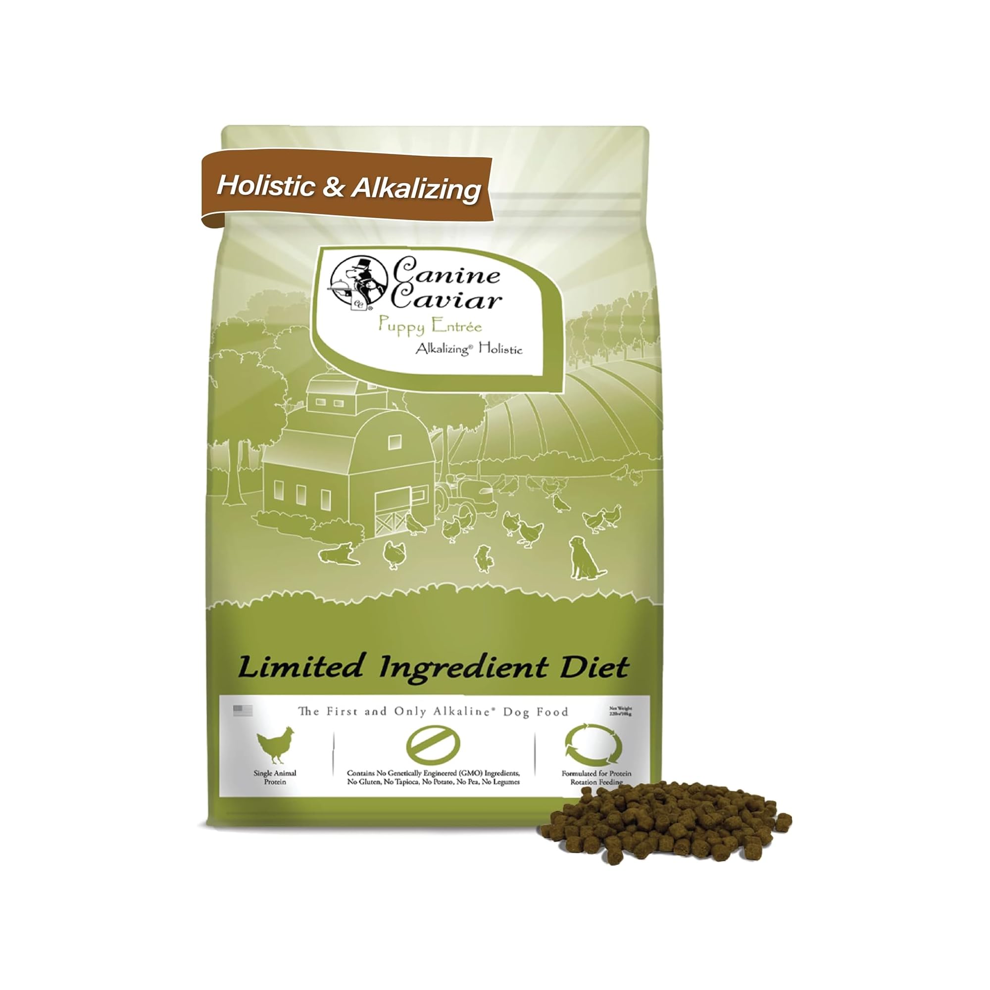 Canine Caviar - Grain Free Puppy: Chicken & Split Peas Alkaline Dry Dog Food, Limited Ingredients, Gluten-Free, Based on Science
