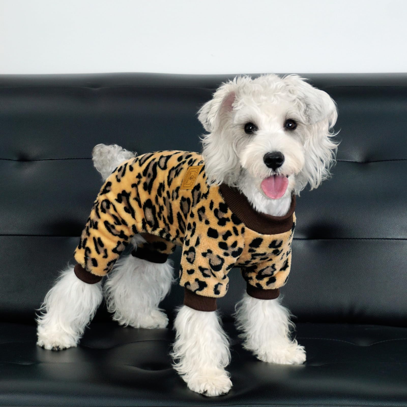 XPUDAC Dog Sweater Leopard Fleece Dog Pajamas for Small Medium Dogs Girl Boy Pet Winter Clothes for Winter Christmas(XX-Large)