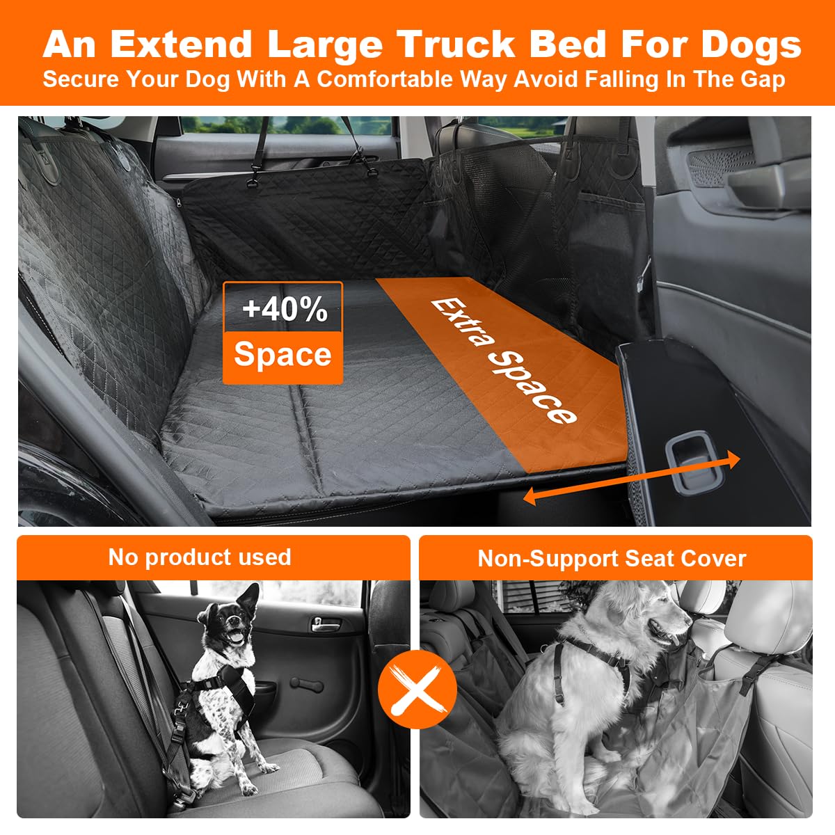 Vailge Truck Dog Car Seat Cover - Large Back Seat Extender, Waterproof Hammock, Non-Inflatable, Hard Bottom For Trucks (F150, Ra