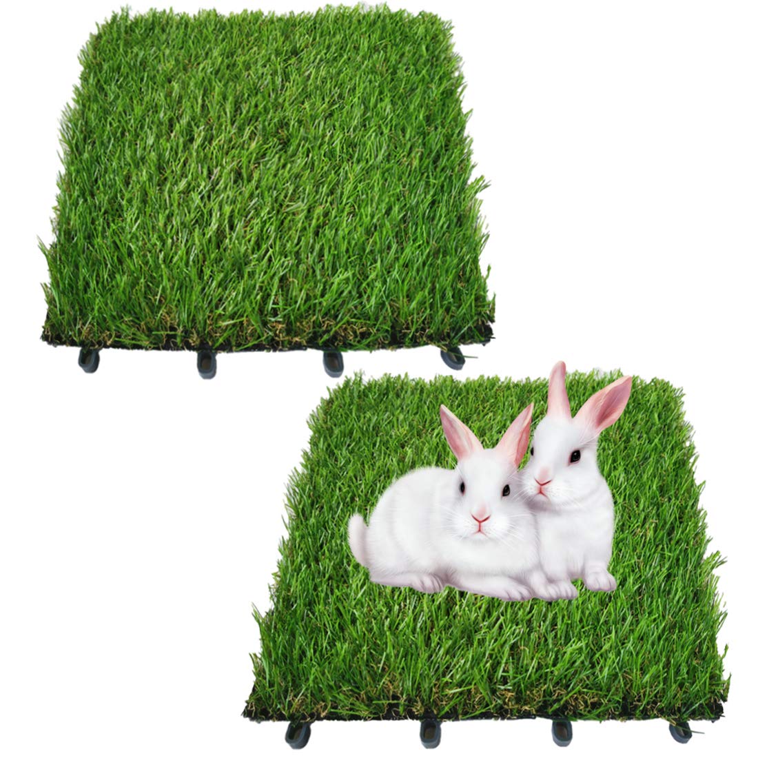 Hamiledyi 2 Pcs Artificial Rabbit Grass Mat 11.8 X 11.8 Reusable Guinea Pig Pee Pads Dog Grass Pee Pads For Puppy Bunny Chin