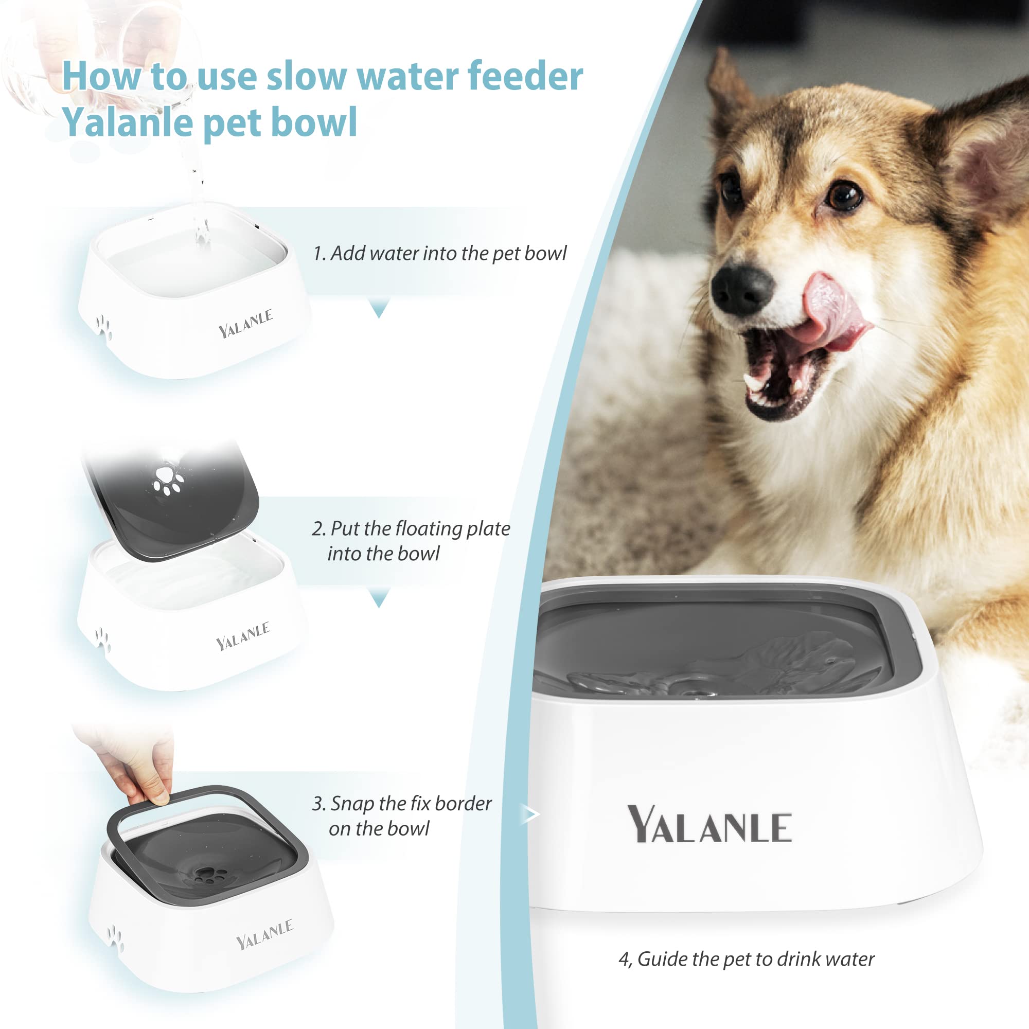 Dog Water Bowl No-Spill Pet Water Bowl Slow Water Feeder Dog Bowl No-Slip Pet Water Dispenser Vehicle Carried Dog Water Bowl For