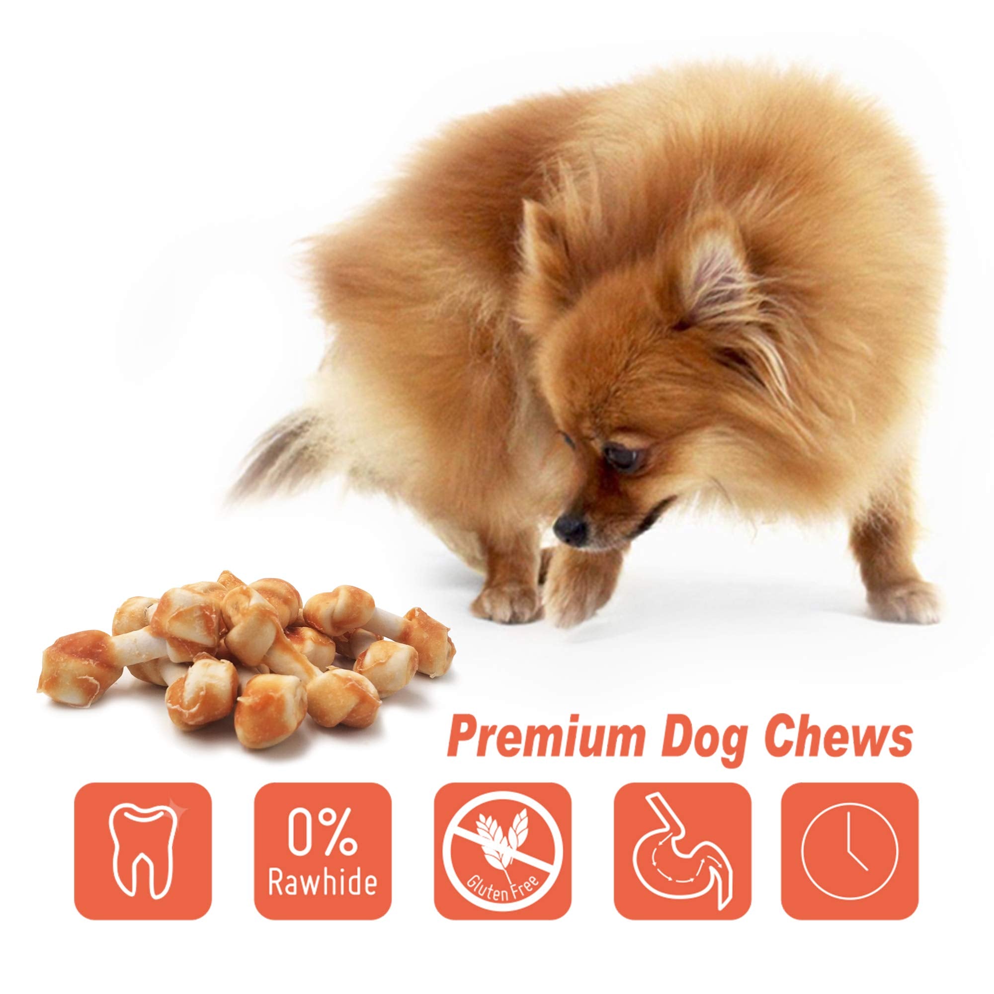LuvChew Chicken Dog Chew Bones Medium, Rawhide Free, Grain Free, Made with Real Chicken & Wholesome Vegetables, Knotted Bones Me