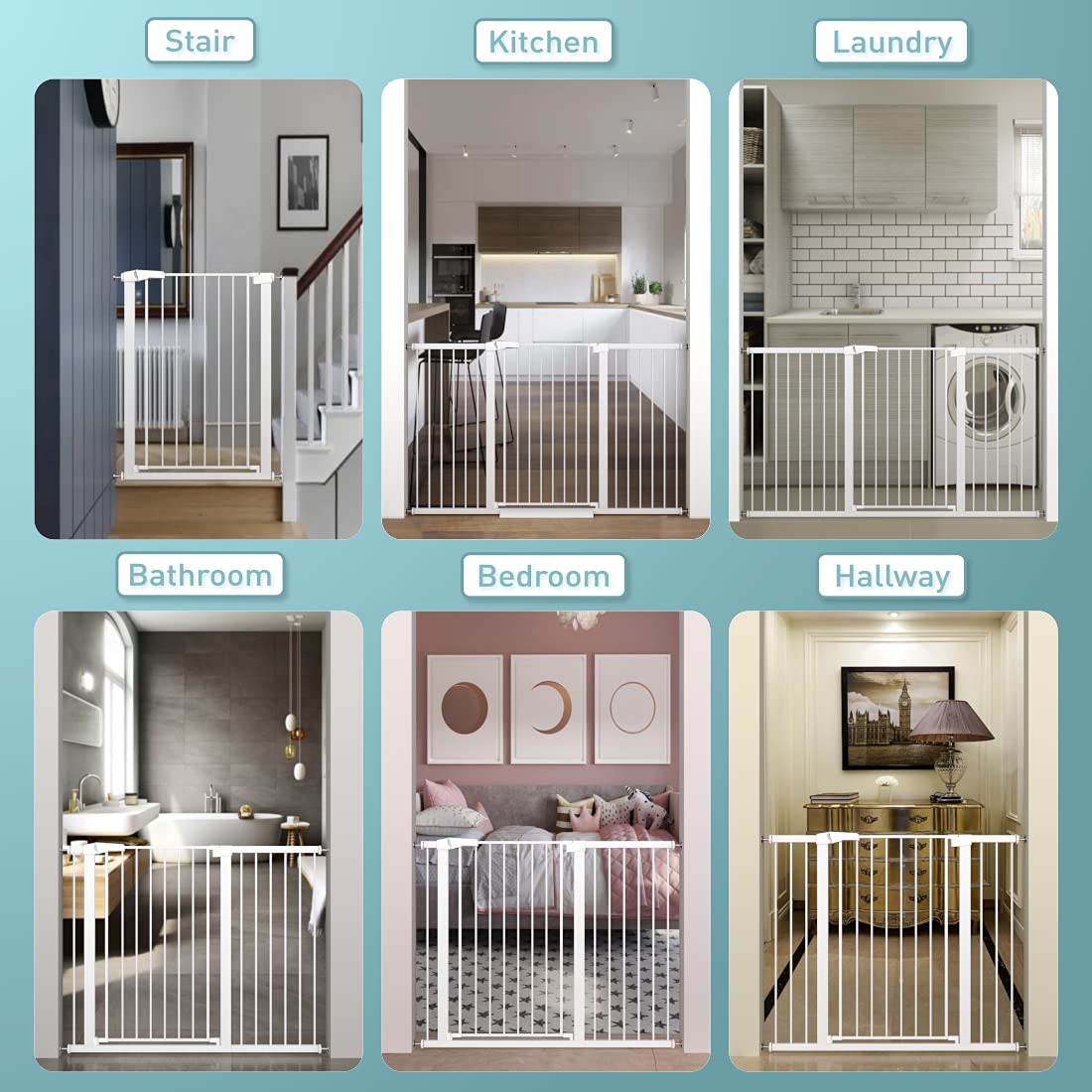 Extra Tall Baby Gate Stand 38' Tall - 48.82'-51.57' Wide Long Walk Through Pet Gate For Kids Or Large Pets - Metal Pressure Mounted Safety Gate