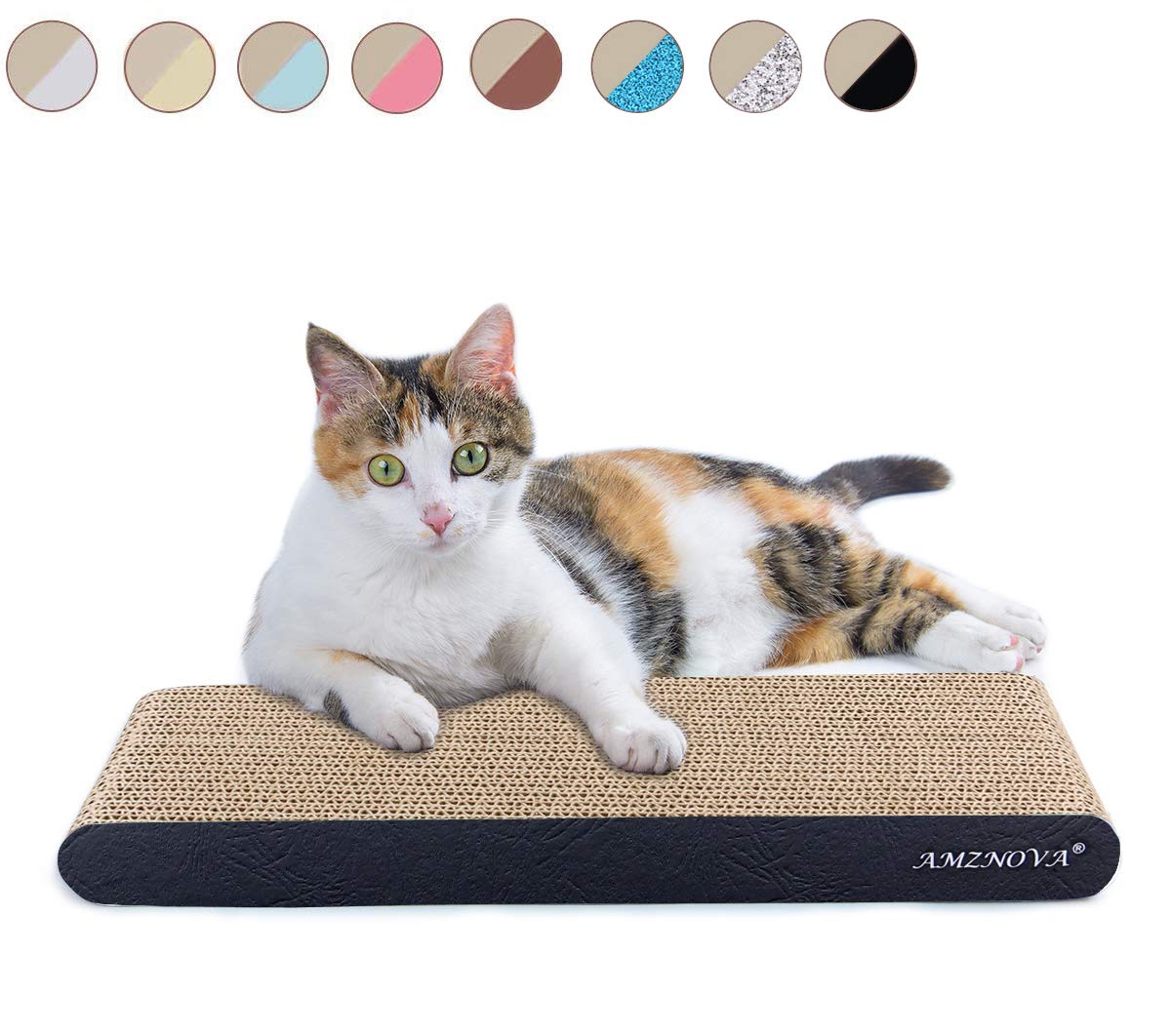 Amznova Cat Scratcher, Durable Cardboard, Cat Scratching Pad With Catnip, Narrow, Textured Black(Upgraded)