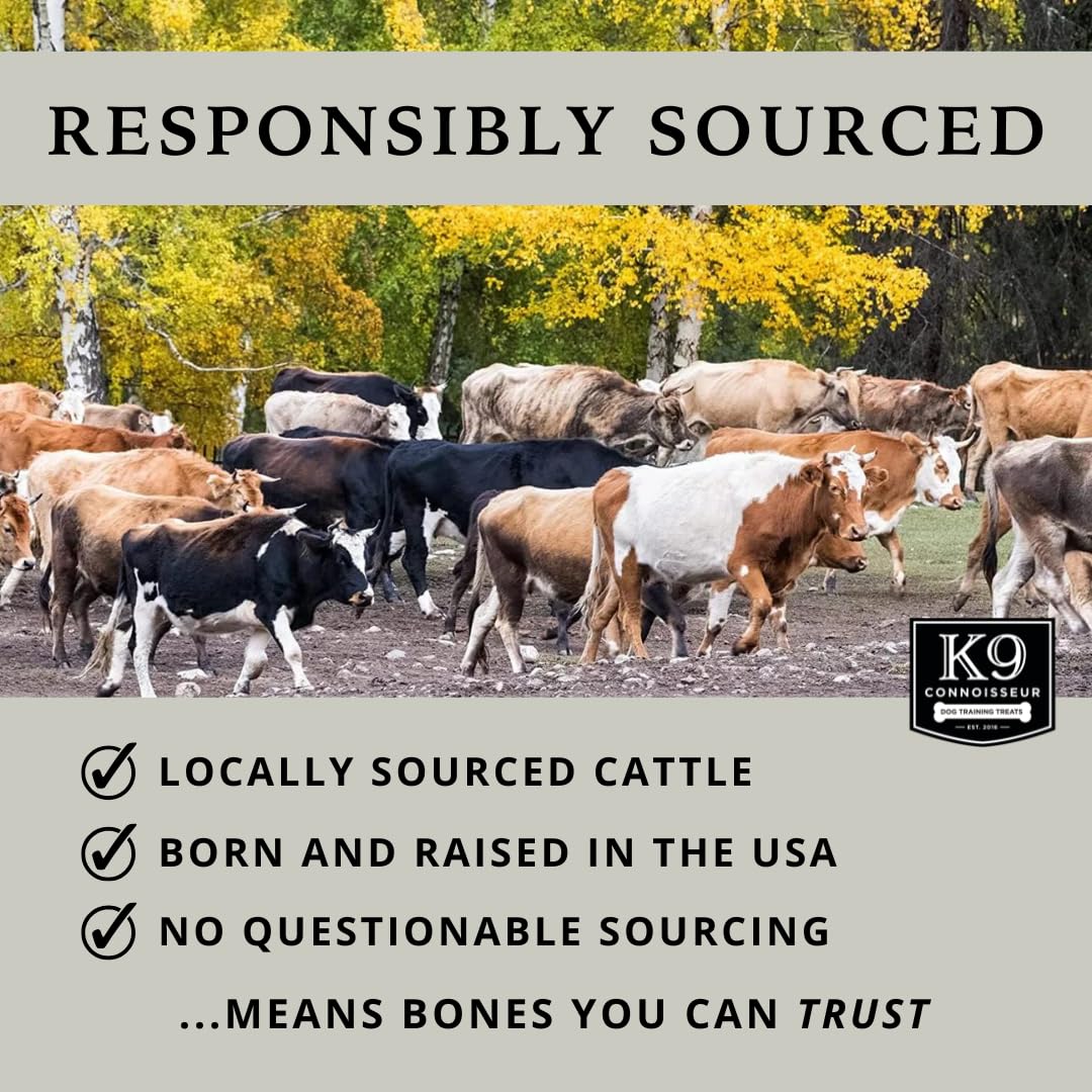 K9 Connoisseur Single Ingredient Dog Bones for Small Dogs - Natural Marrow Filled Treat, 15 lb Pack, Made in USA