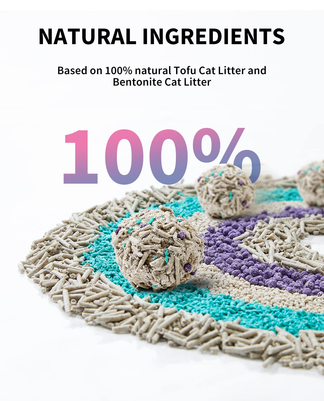 Petkit Everclean 5 In 1 Mixed Cat Litter,Strong Clumping Cat Litters,Odor Control And Unscented Ultra Absorbent Water Flushable Bentonite Tofu Cat Litter,Dust-Free,8 Lbs/Bag