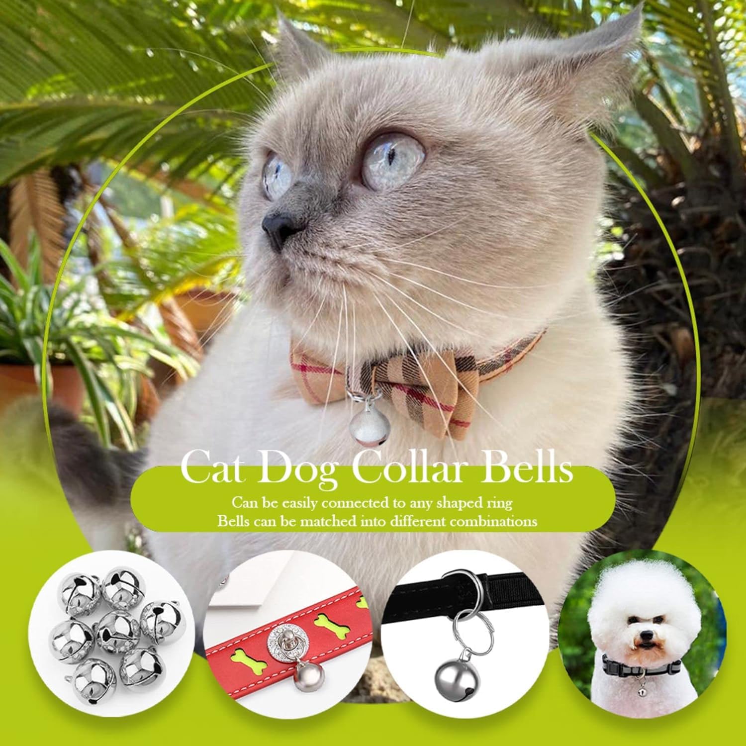 Skypia 24 Pack Pet Bells For Dog Cat Collar Charm Pet Pendant Accessories Stainless Steel Anti-Lost Training Bells For Collars P