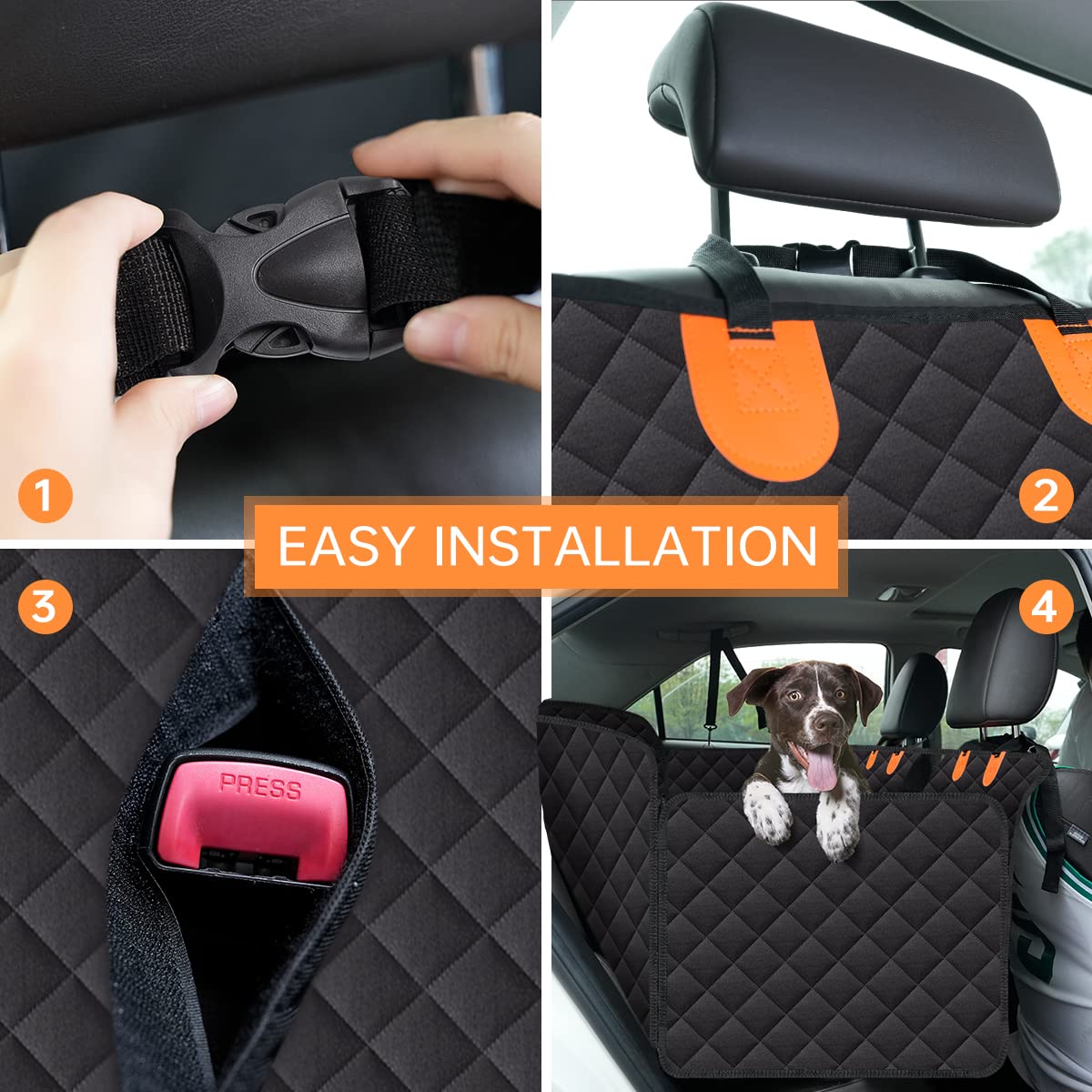 Avacson Dog Car Seat Cover For Back Seat, 100% Waterproof Dog Hammock For Car, 600D Scratchproof Nonslip Durable Dog Car Seat Cover With Mesh Window And Storage Pocket For Cars/Trucks/Suvs