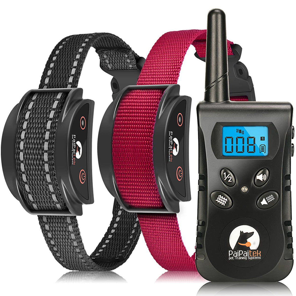 Paipaitek Vibrating Dog Collar, No Shock Dog Training Collar 2 Dogs, Deaf Dog Collars W/2 Receivers, Rechargeable & Waterproof, Up To 1600Ft Remote Range