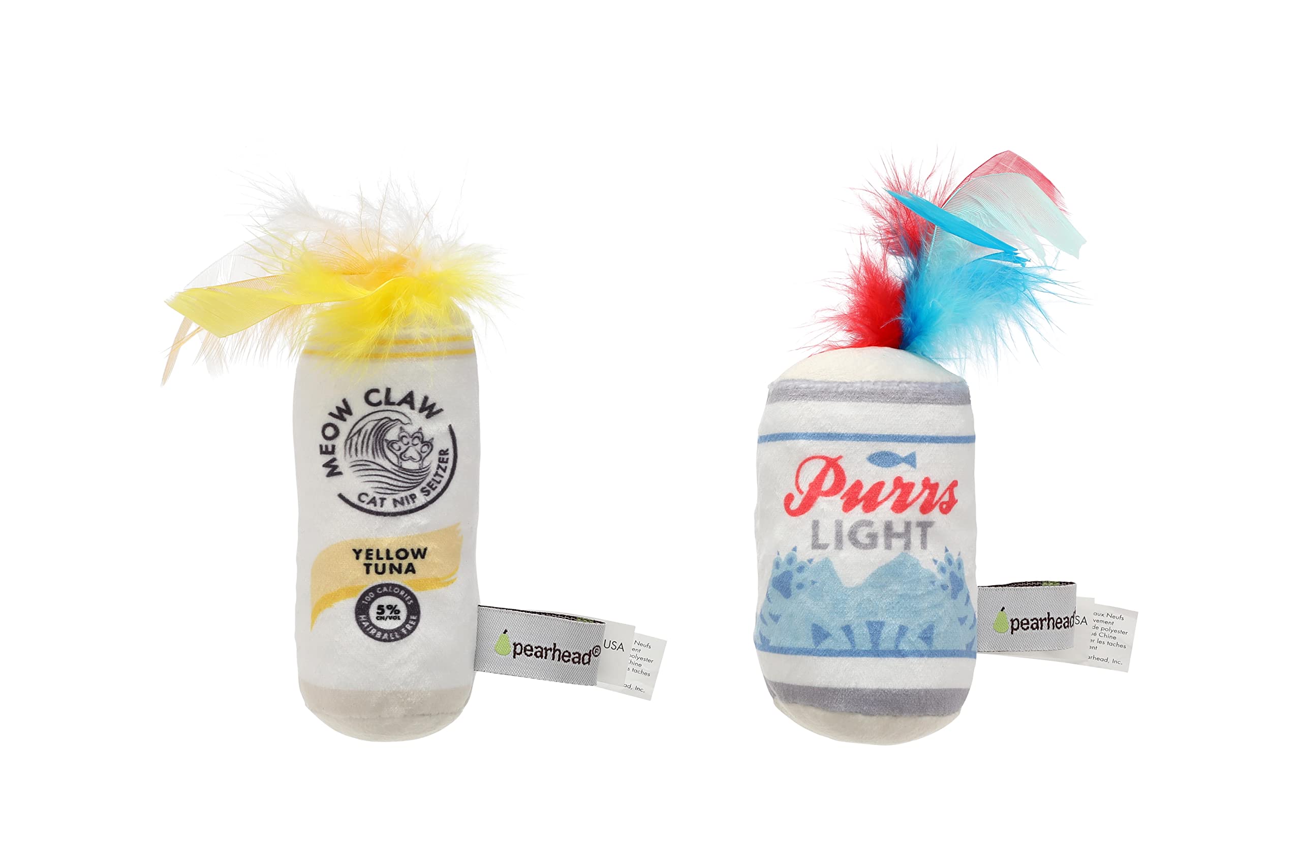 Pearhead Pet Crinkle, Feather, Catnip, and Teaser Pawty Time Cat Toy Set, Owner Playtime Accessory, Must Have Kitten Accessories