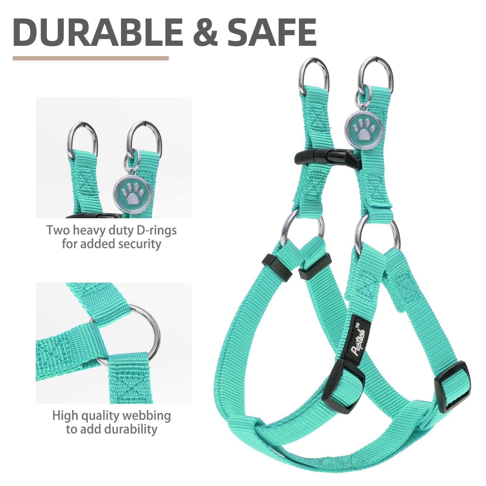 Pupteck No Pull Dog Harness Soft Adjustable Basic Nylon Step In Puppy Halter Outdoor Walking With Id Tag Medium