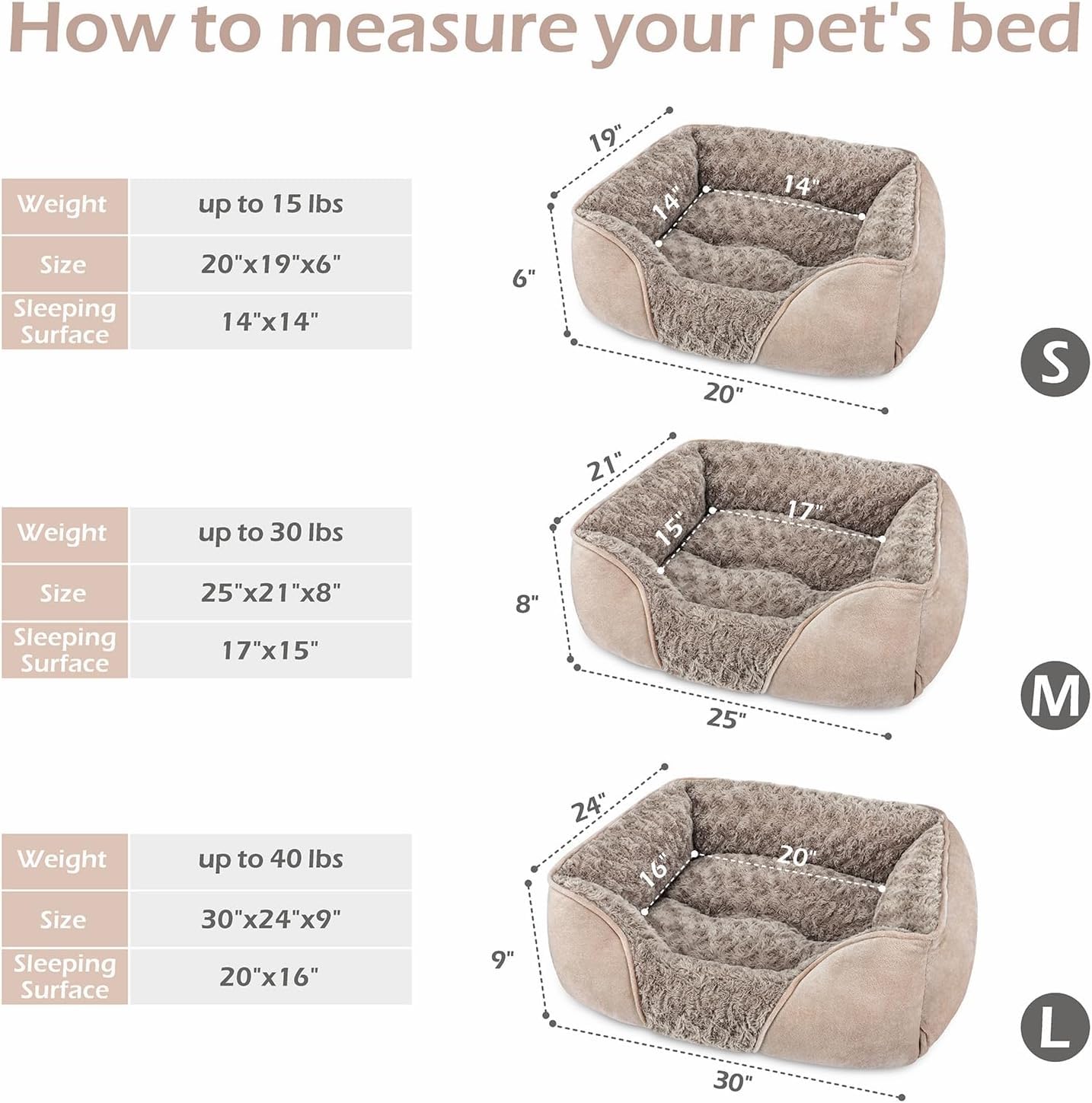 Invenho Large Rectangle Orthopedic Dog Bed For Medium Small Dogs, Washable Soft Calming Puppy Sleeping Cuddler With Anti-Slip Bo