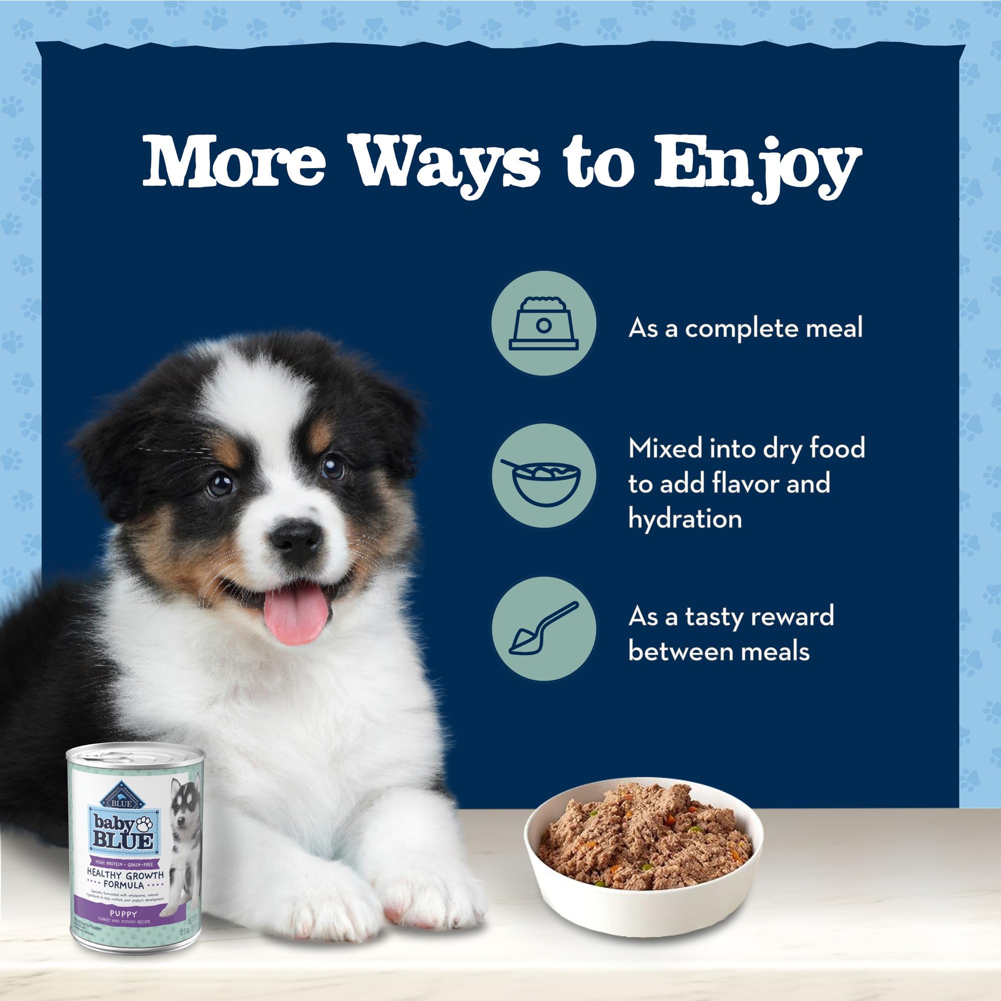 Blue Buffalo Baby BLUE Natural Wet Food for Puppies, Healthy Growth Formula with DHA, Turkey & Vegetable Recipe, 12.5-oz. Cans,