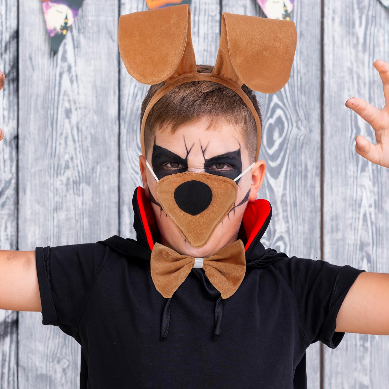 JOINPAYA Puppy Dog Costume Set: Dog Ears Headband Bowtie Nose Tail Animal Costume Accessories for Halloween Cosplay Dress Up Par