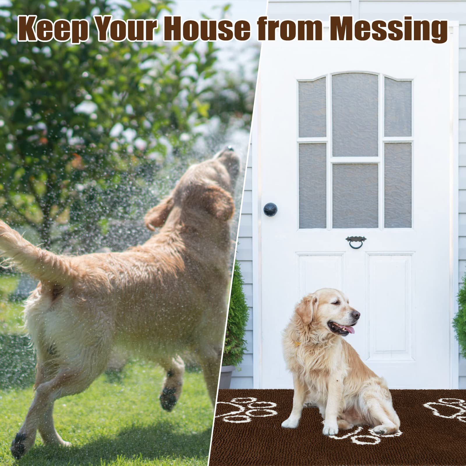 EXPAWLORER Dog Door Mat for Muddy Paws - Highly Absorbent Microfiber Dog Rug, Soft Chenille Dog Runner Rug Indoor Outdoor Floor,