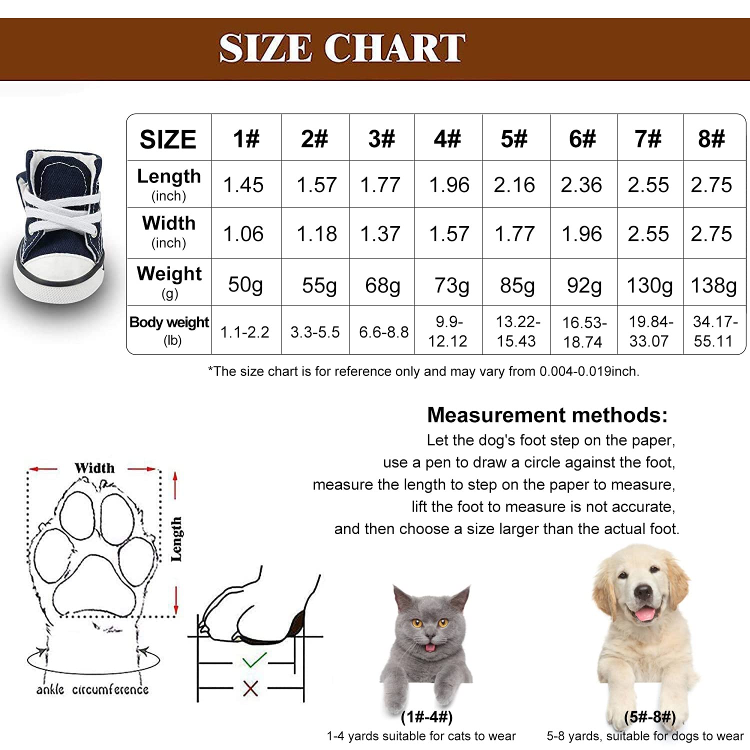 Urbest 4 Pcs Pet Dog Puppy Canvas Sport Shoes, Sneaker Boots, Outdoor Nonslip Causal Shoes (8#, Blue)