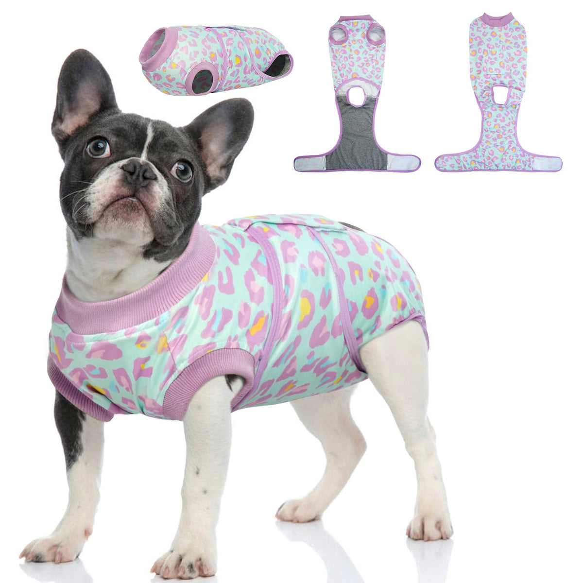 Kuoser Dog Recovery Suit For Dogs After Surgery,Professional Surgical Onesie For Female Male Dogs Spay Neuter,Soft Dog Surgery Suit Bodysuit For Abdominal Wounds Skin Disease,Light Purple Leopard S