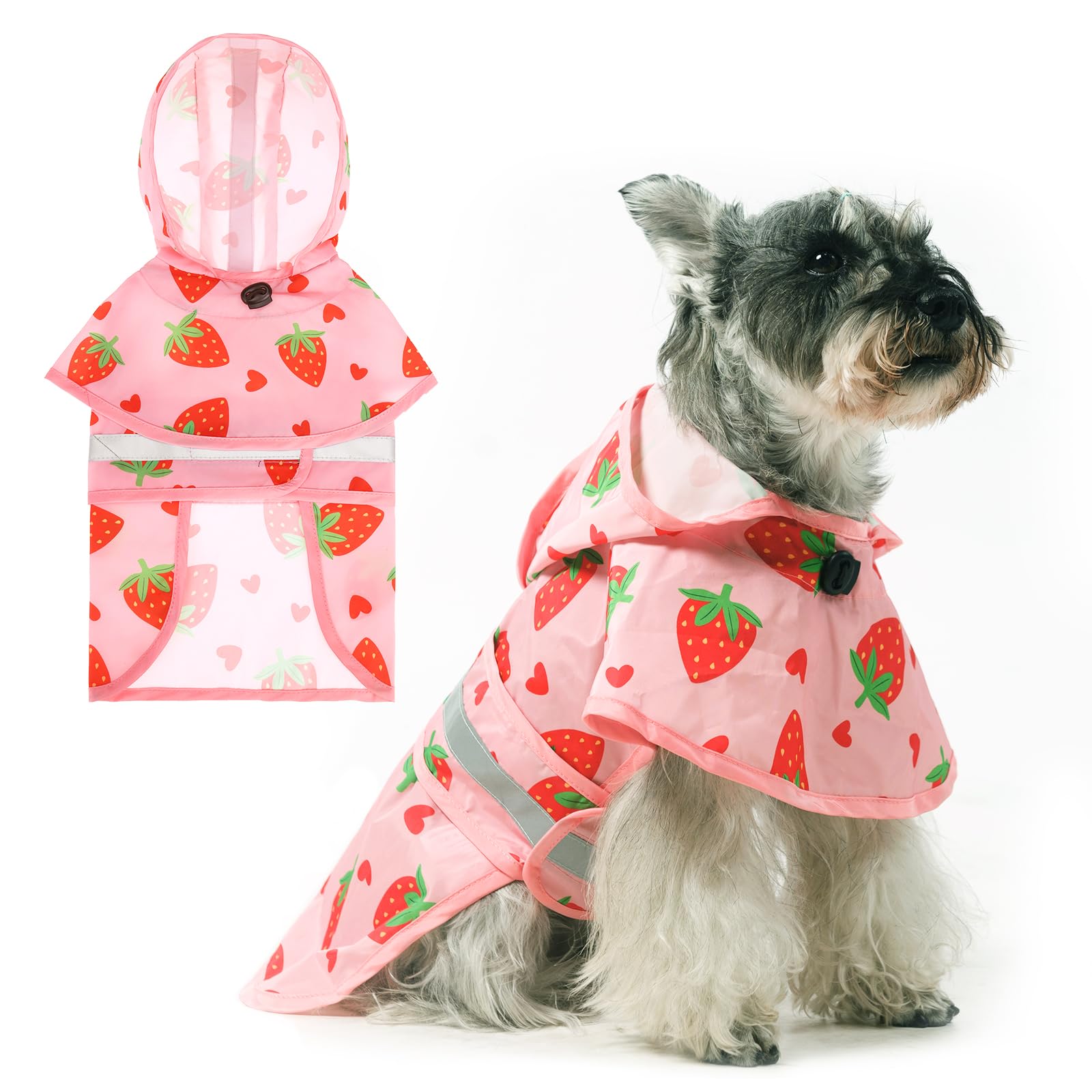 Kooltail Dog Raincoat Hooded Slicker Poncho With Leash Hole, Waterproof Dog Rain Jacket, Reflective Strip, Adjustable Breathable