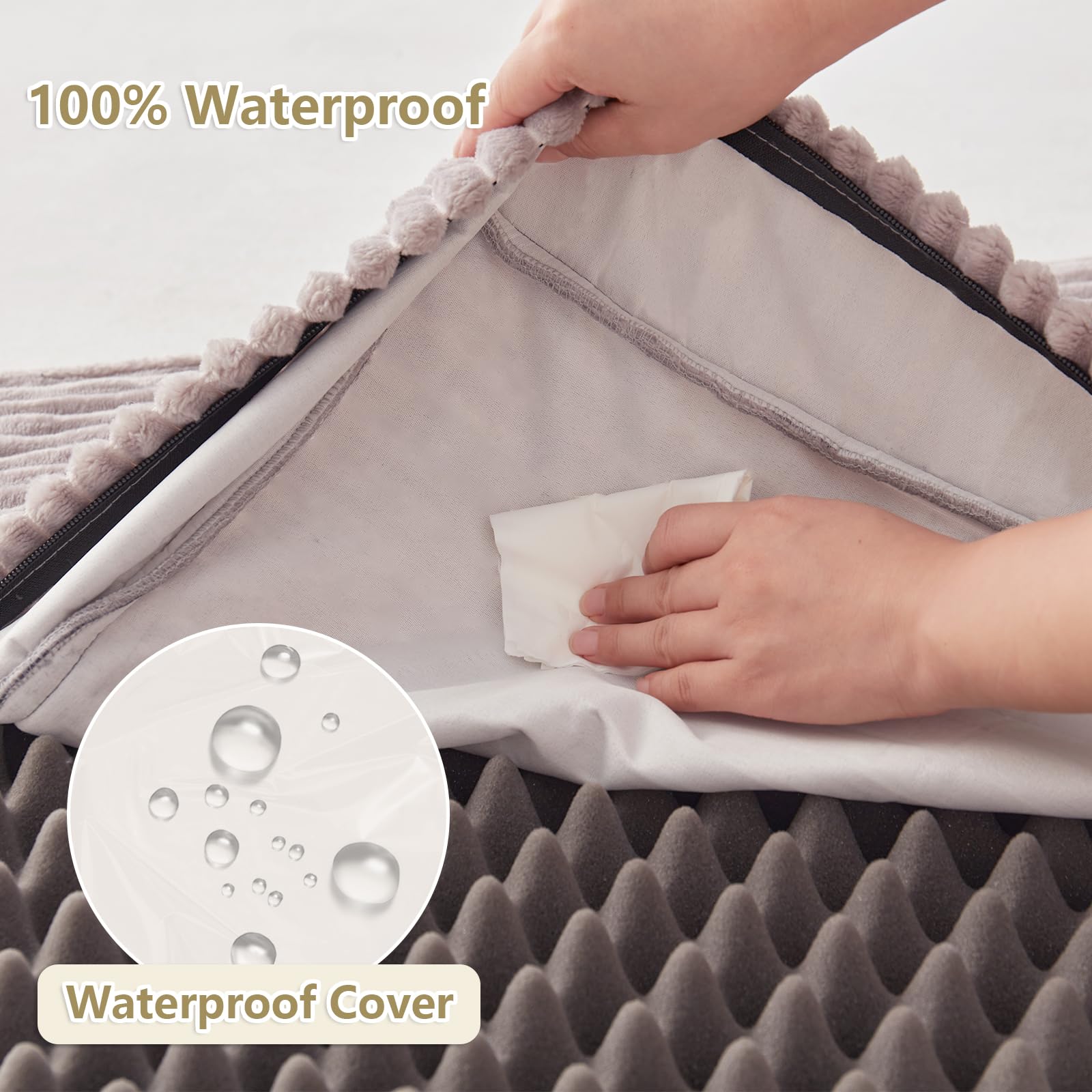 Orthopedic Dog Beds For Small Dogs - Soft Plush Washable With Egg Crate Foam, Waterproof & Removable Cover, Anti-Slip Bottom, Co