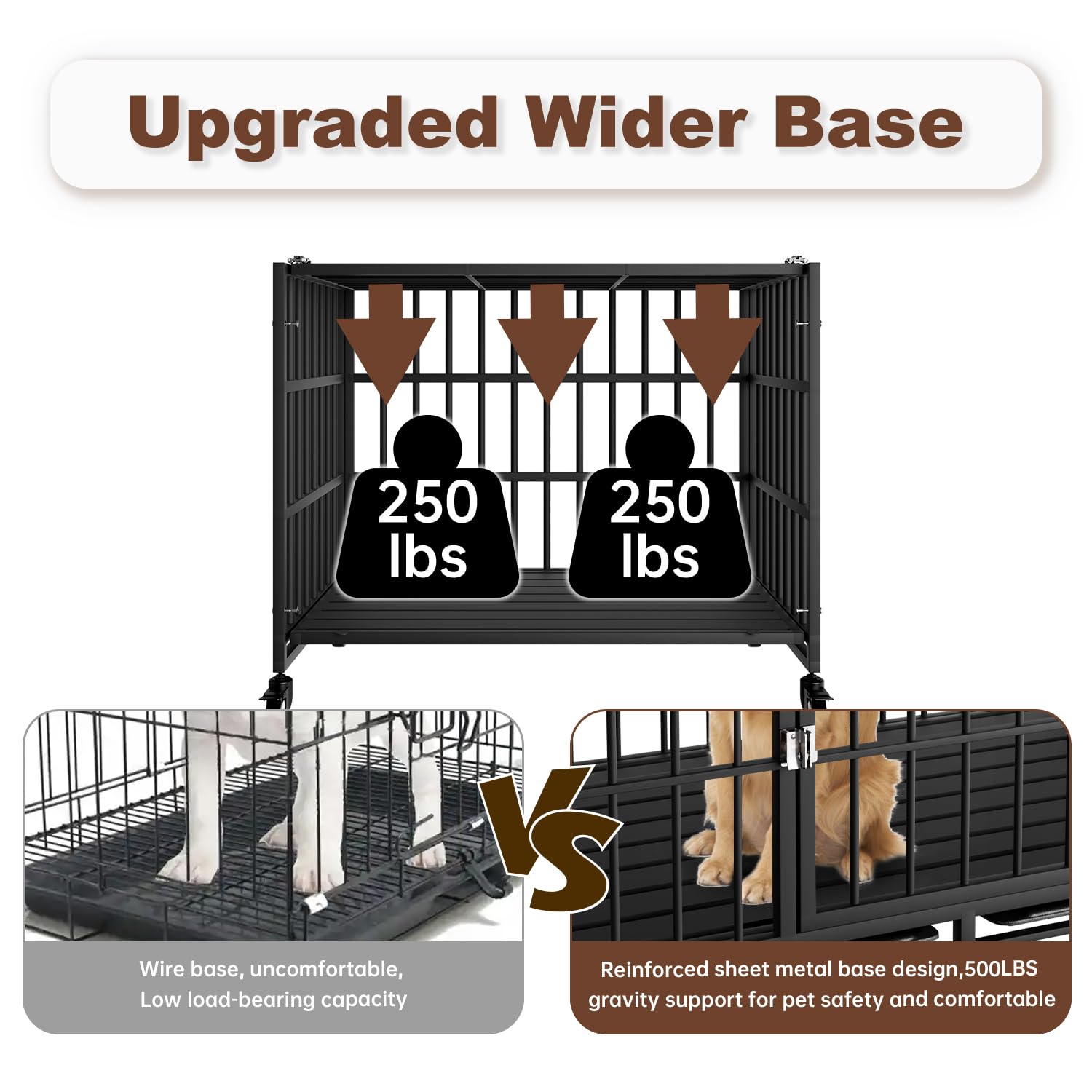 Snuowu 42 Inch Heavy Duty Dog Crate With Wheels,Indestructible Escape-Proof Dog Cage For Large Dogs, Extra Large Xl Xxl Indestru