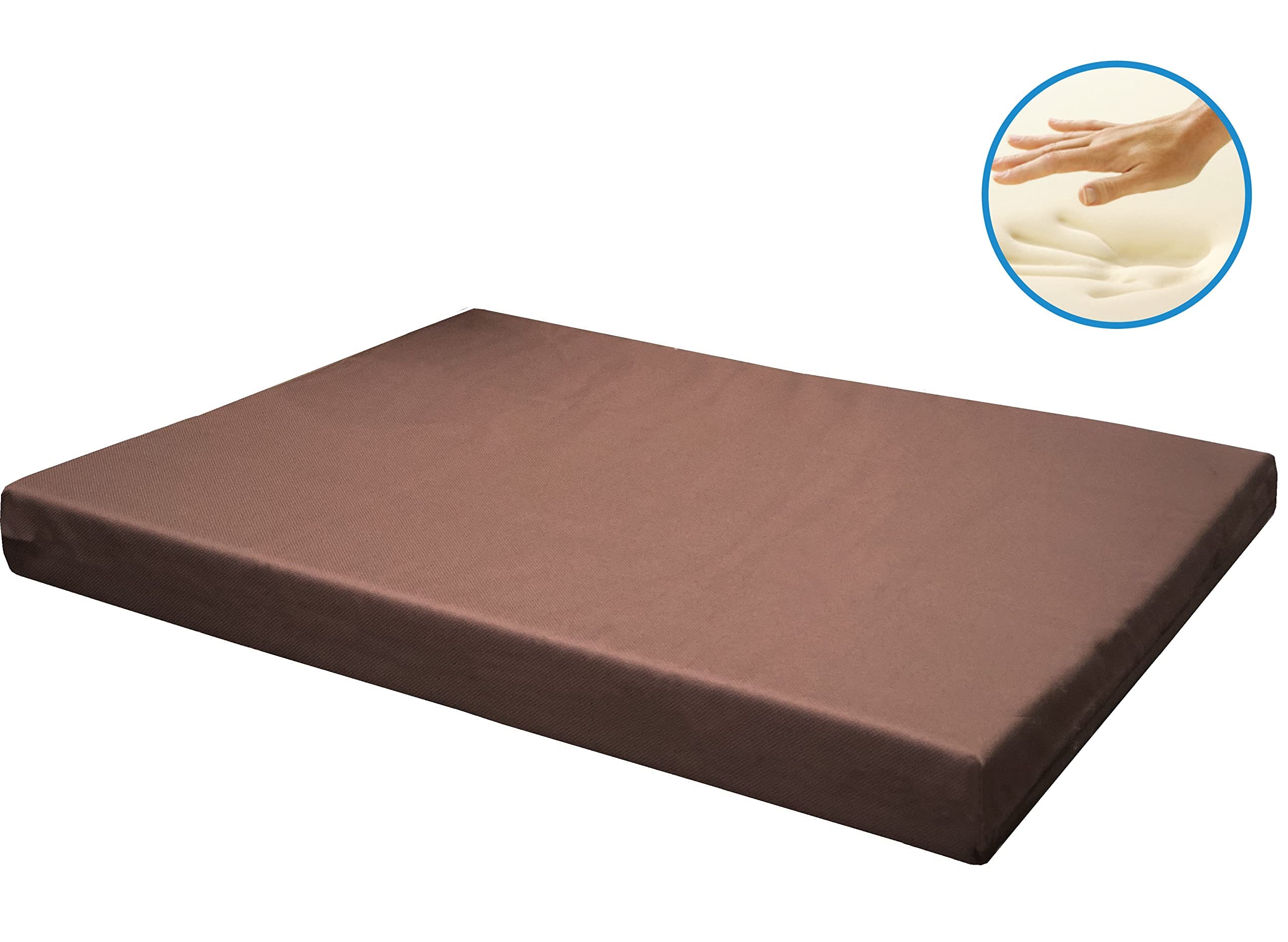 Dogbed4Less Memory Foam Platform Dog Bed, Crate Mattress With Waterproof Removable Cover Small Medium 29X18X3 Brown