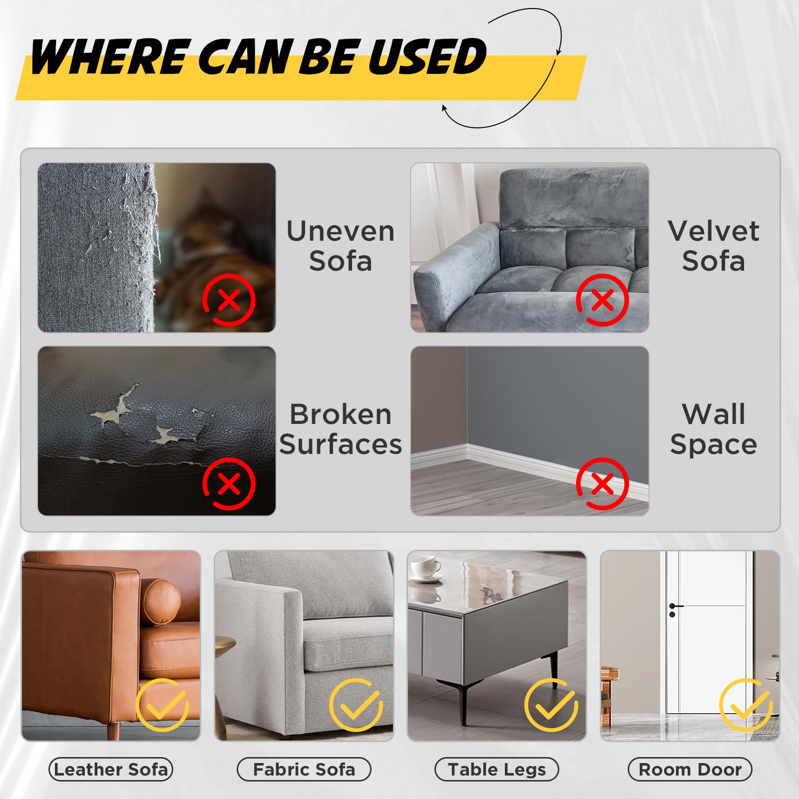 OBSEDE Cat Scratch Furniture Protector from Claws, Couch Corner Plastic Cover Adhesive Clear Flexible Sofa Guard Single Side Sti