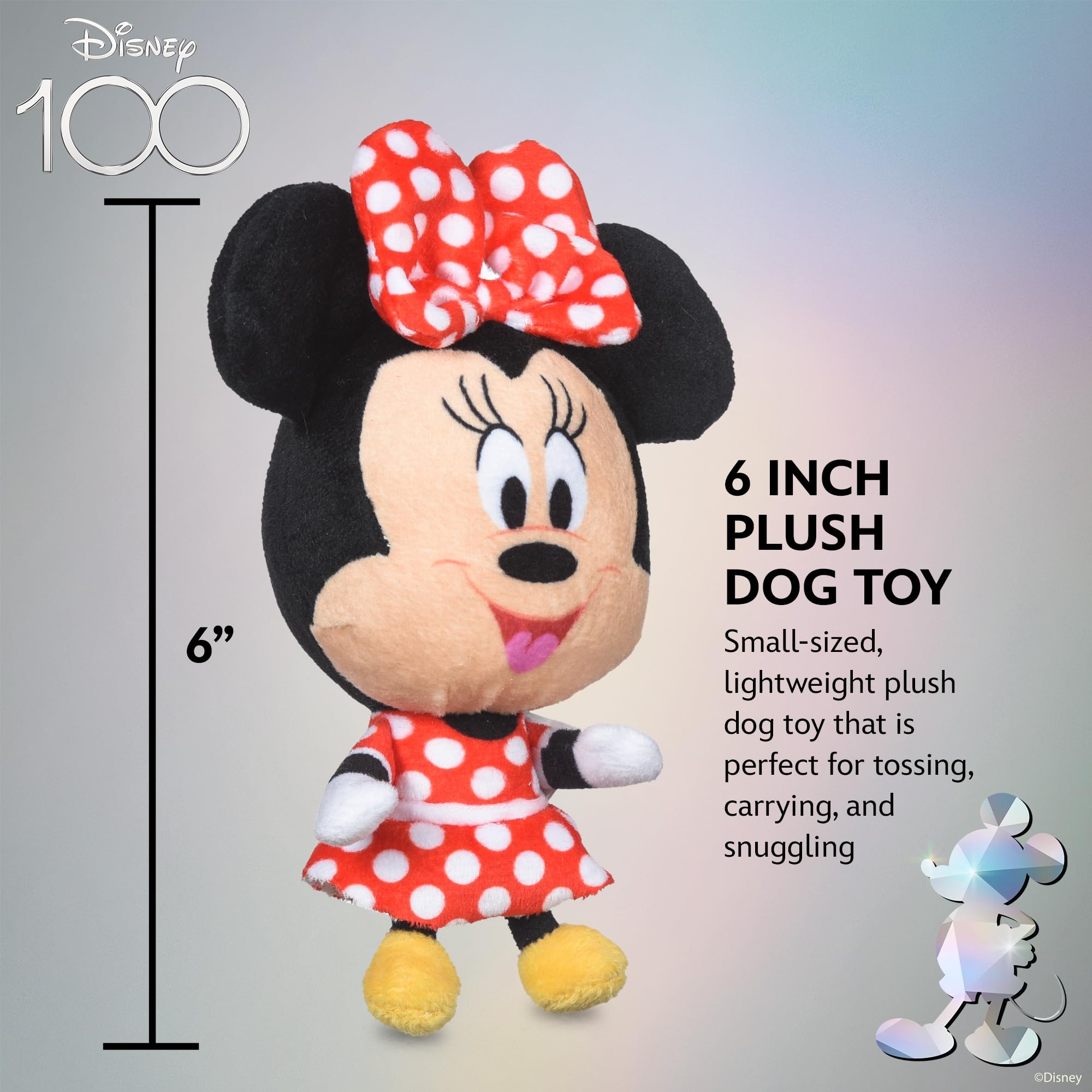 Disney For Pets Minnie Mouse Plush Squeaky Dog Toy 6In | Disney Dog Toys | Plush Squeaker Toy For Dogs Inspired By Minnie Mouse,