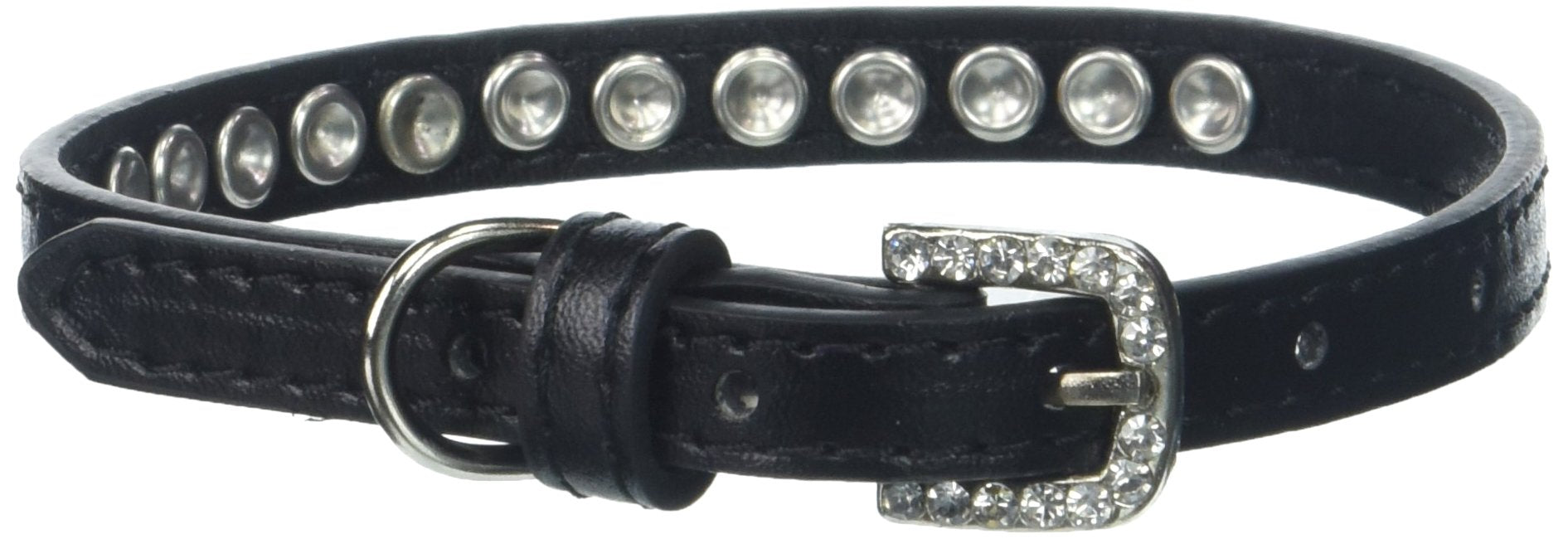 Mirage Pet Products Clear Crystal Puppy Dog Collar Size 14 Black