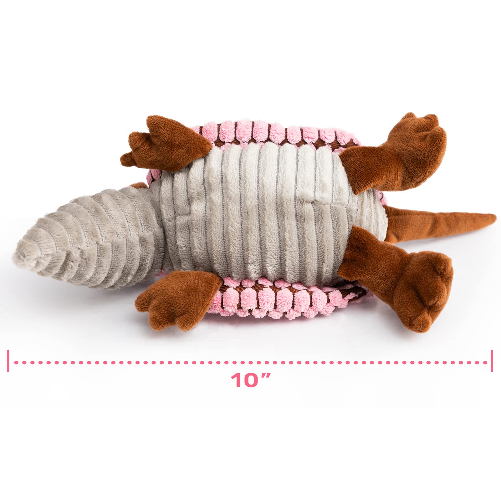 Hollypet Dog Toys, Plush Dog Toys, Squeaky Dog Toys, Stuffed Toys For Small Medium Large All Breed Sizes Dogs, Big Armadillo Animals Toy, Puppy Chew Toy With Clean Teeth, Pink